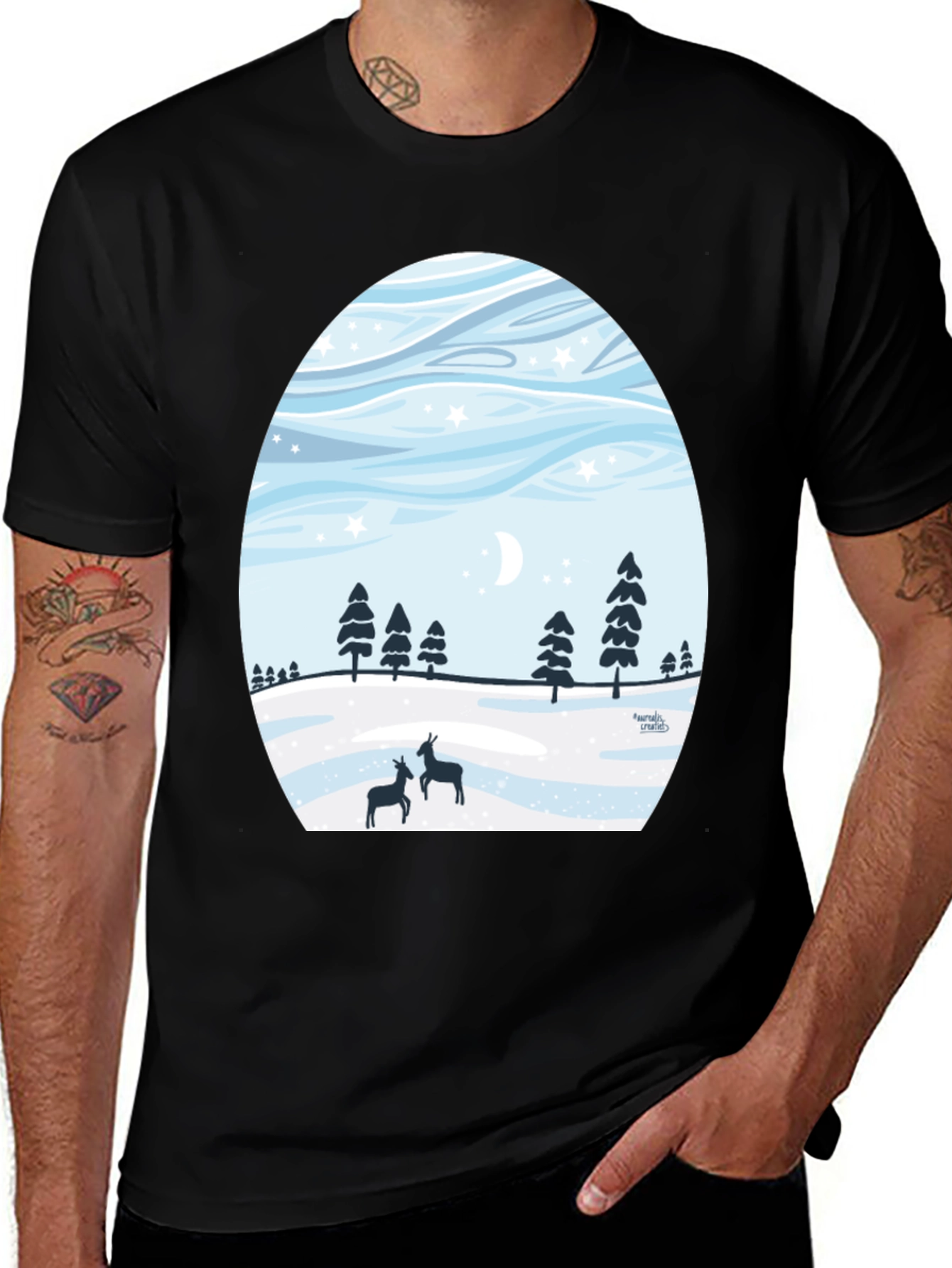 Variant 28 of Winter Deer Scene T-Shirt