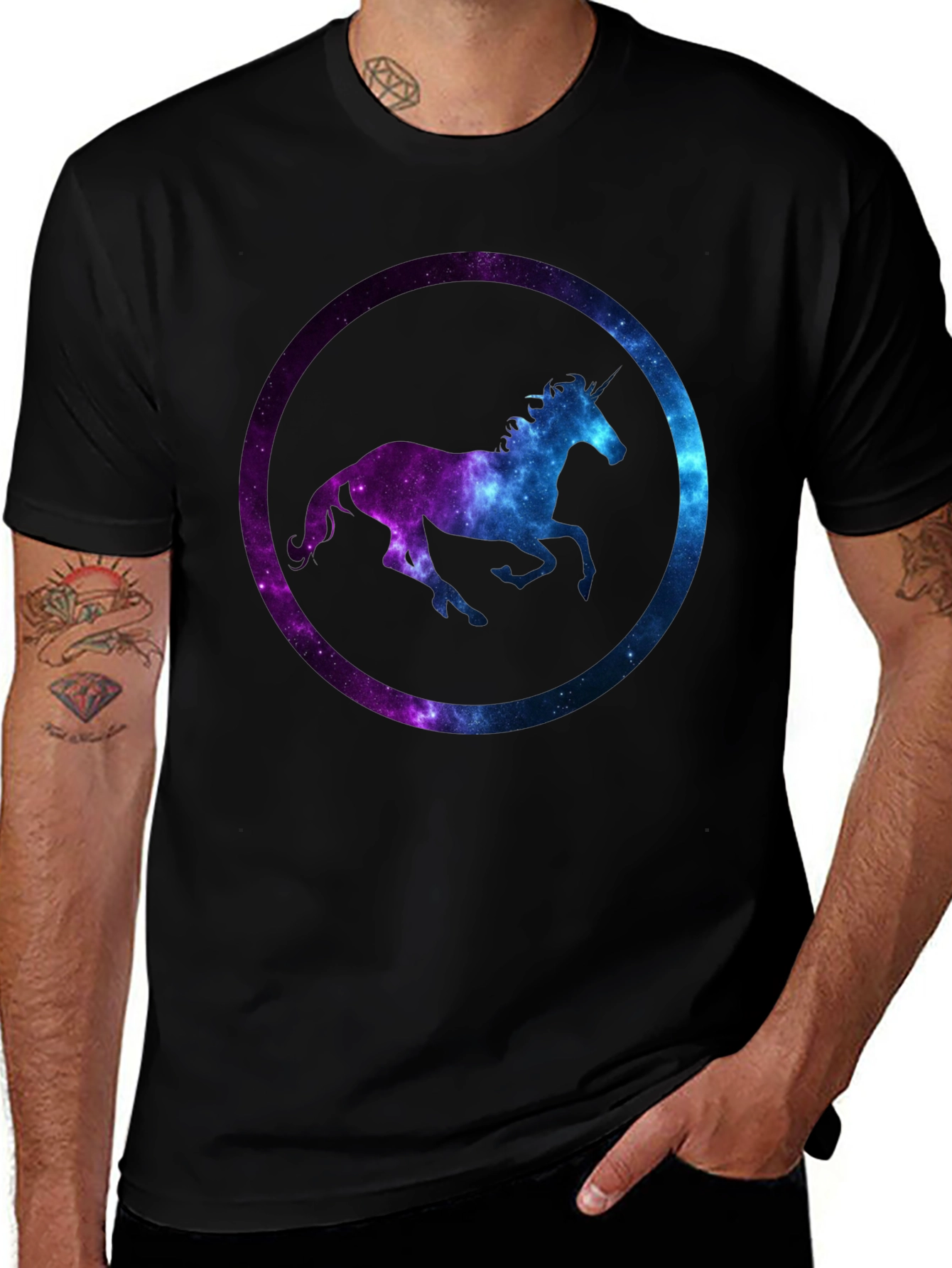 Variant 27 of Cosmic Unicorn Graphic T-Shirt - Black