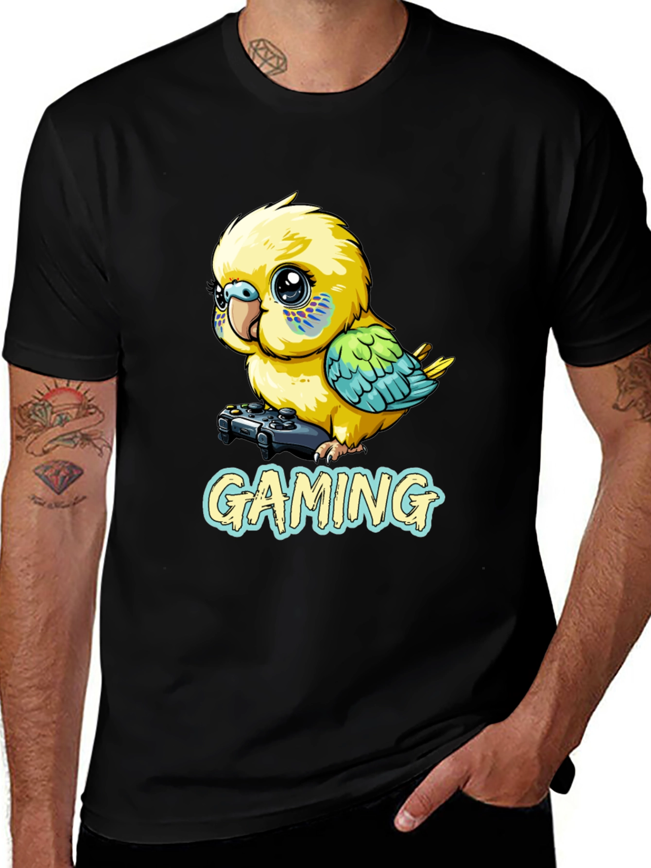 Gaming Parakeet Black T-Shirt