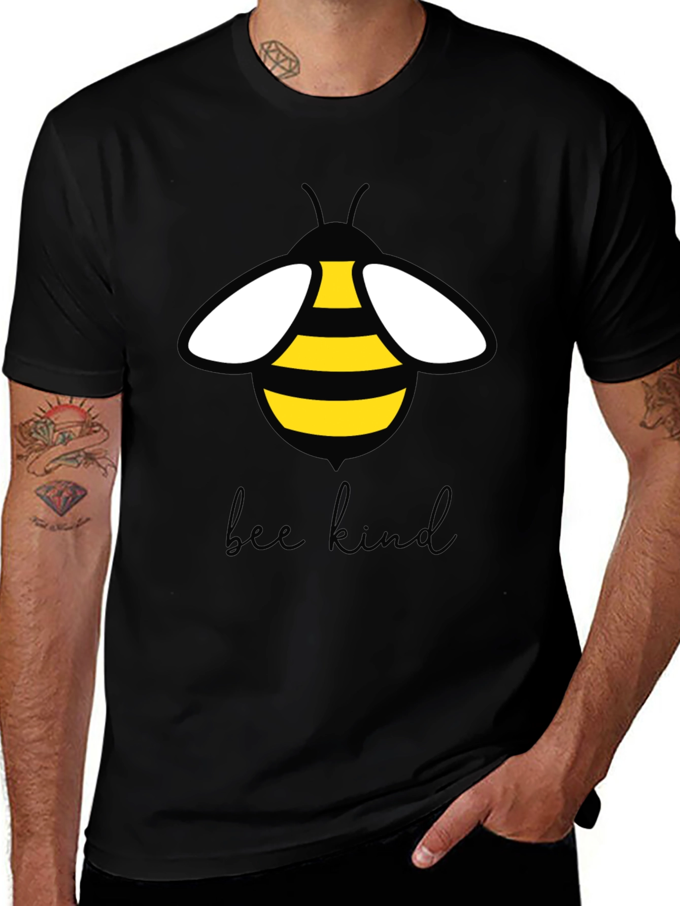 Variant 10 of Bee Kind Graphic Tee - Soft Black T-Shirt
