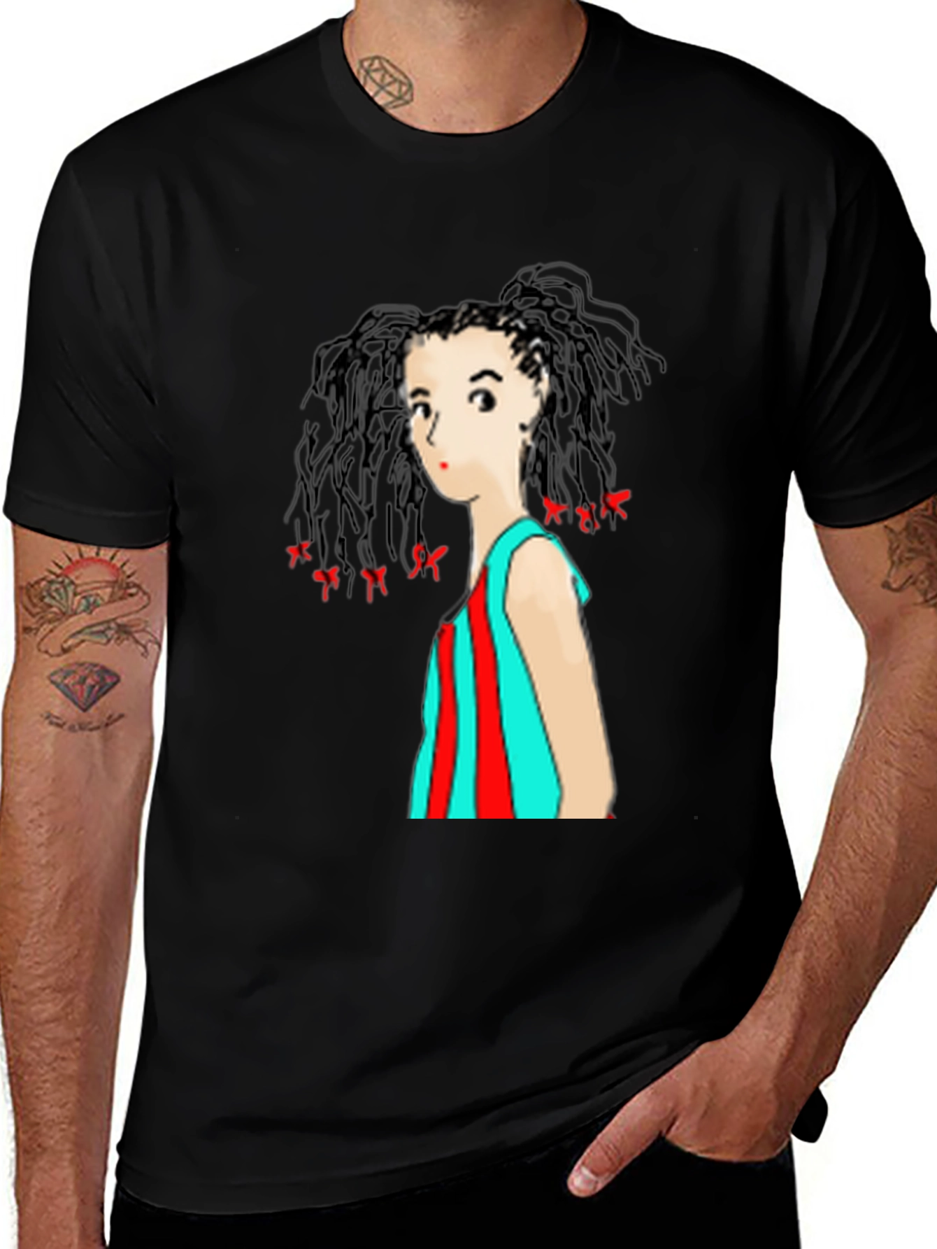 Variant 27 of Anime Girl Graphic Black T-Shirt