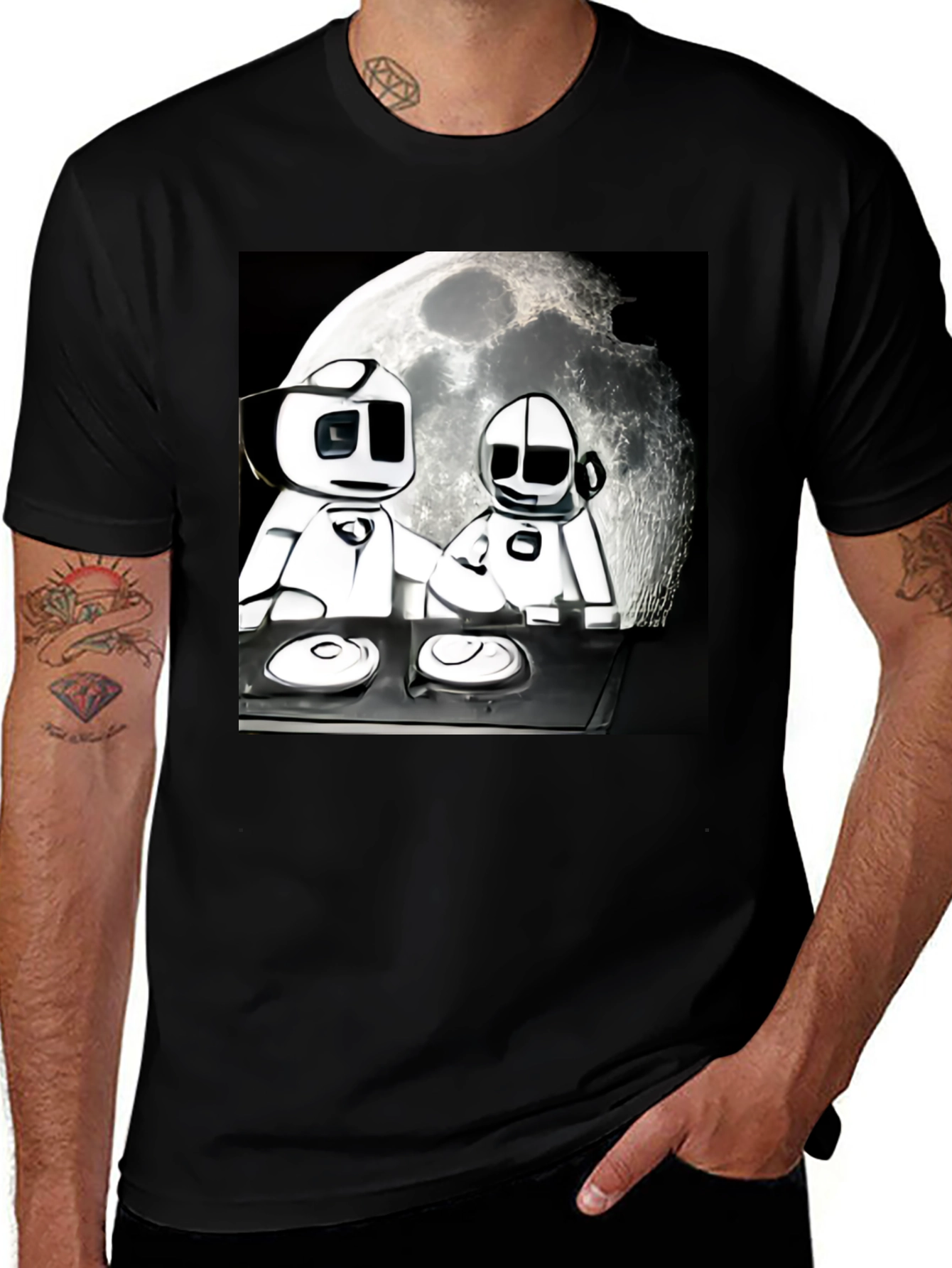 Variant 15 of Robo DJ Moonscape Black T-Shirt