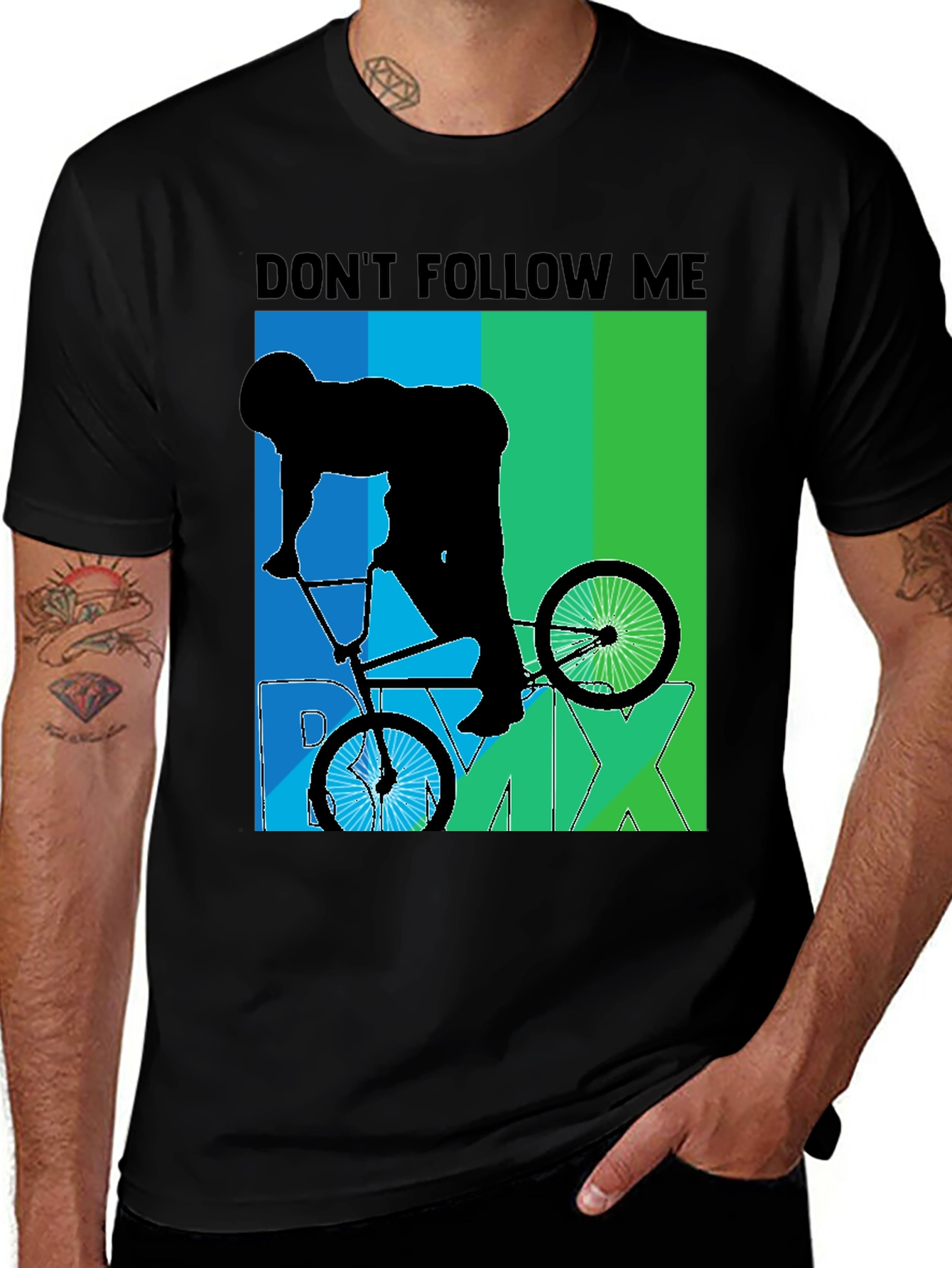 Don't Follow Me BMX Graphic Tee - Black Cotton Shirt