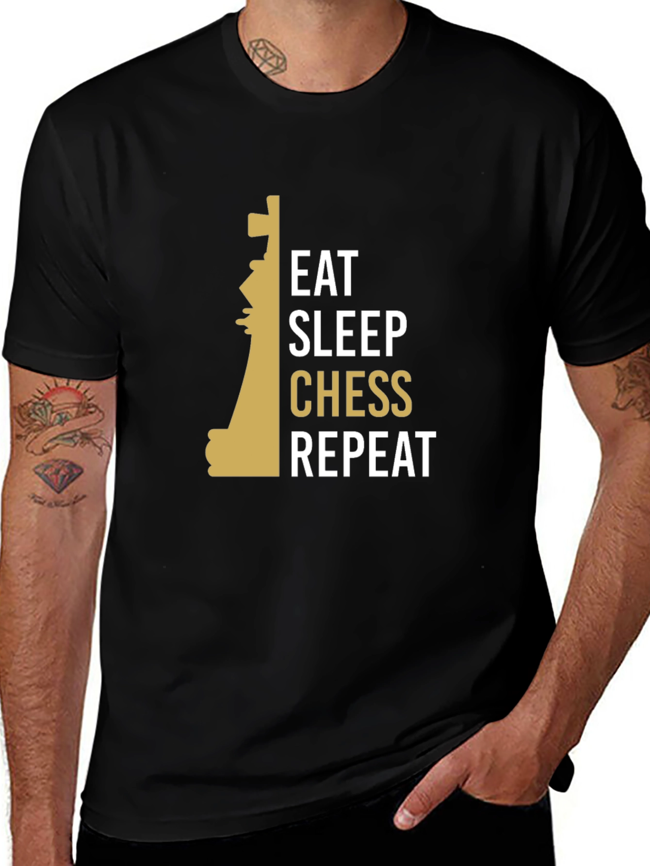 Variant 30 of Eat Sleep Chess Repeat T-Shirt - Black Graphic Tee
