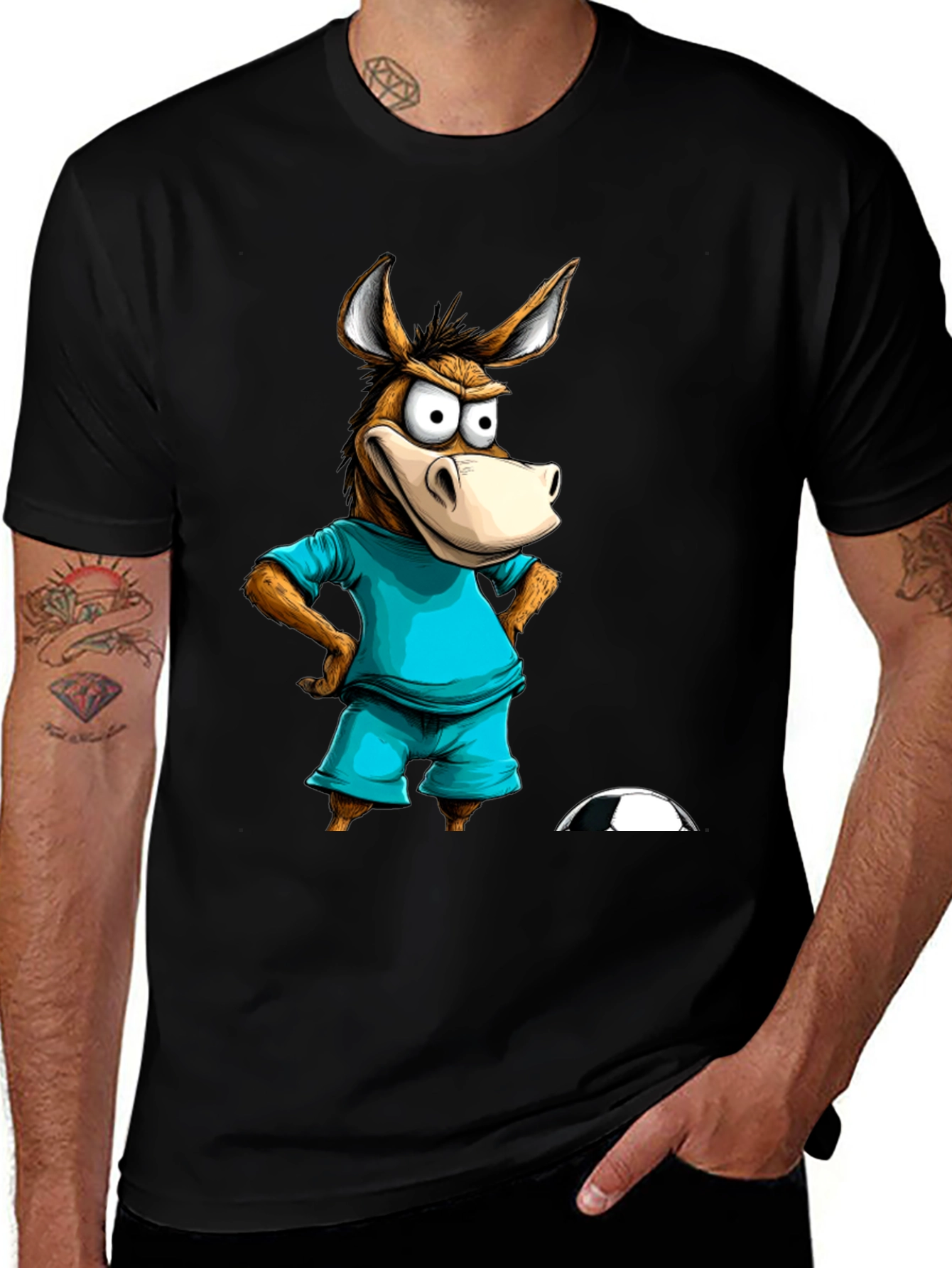 Variant 24 of Funny Donkey Soccer T-Shirt - Cartoon Animal Tee