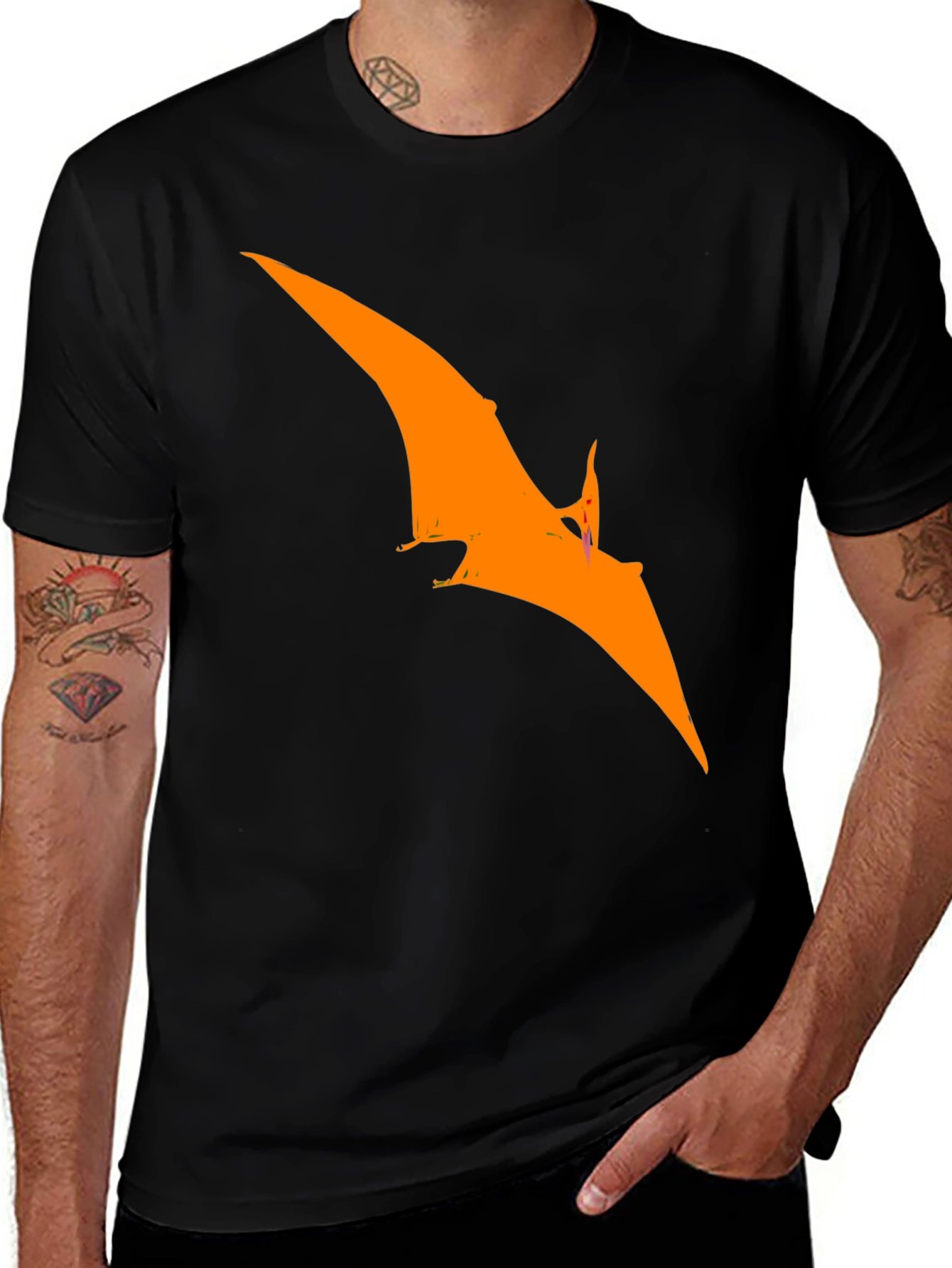 Variant 14 of Pterodactyl Graphic Tee - Black Cotton T-Shirt