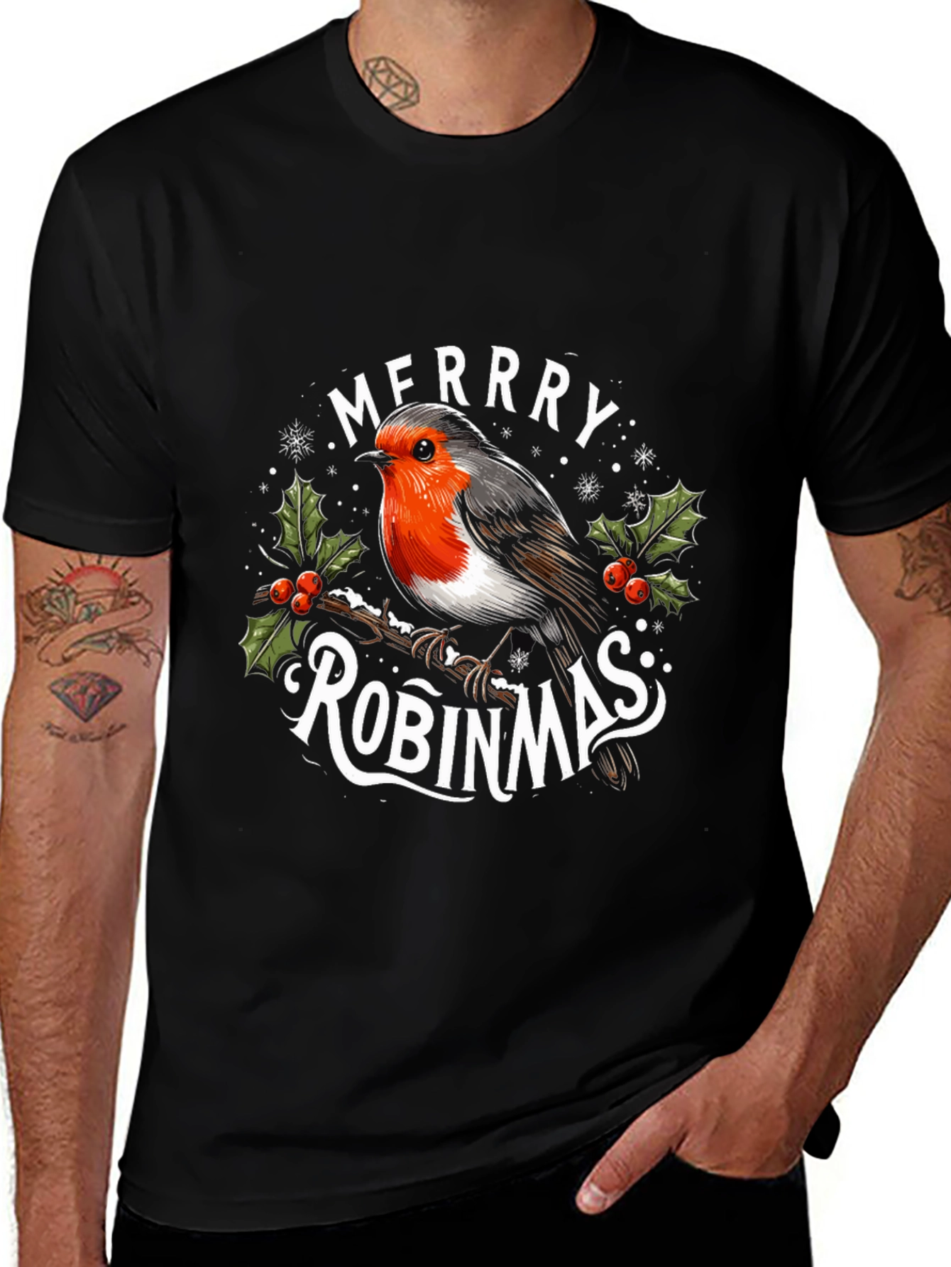 Variant 17 of Merry Robinmas Holiday Graphic T-Shirt