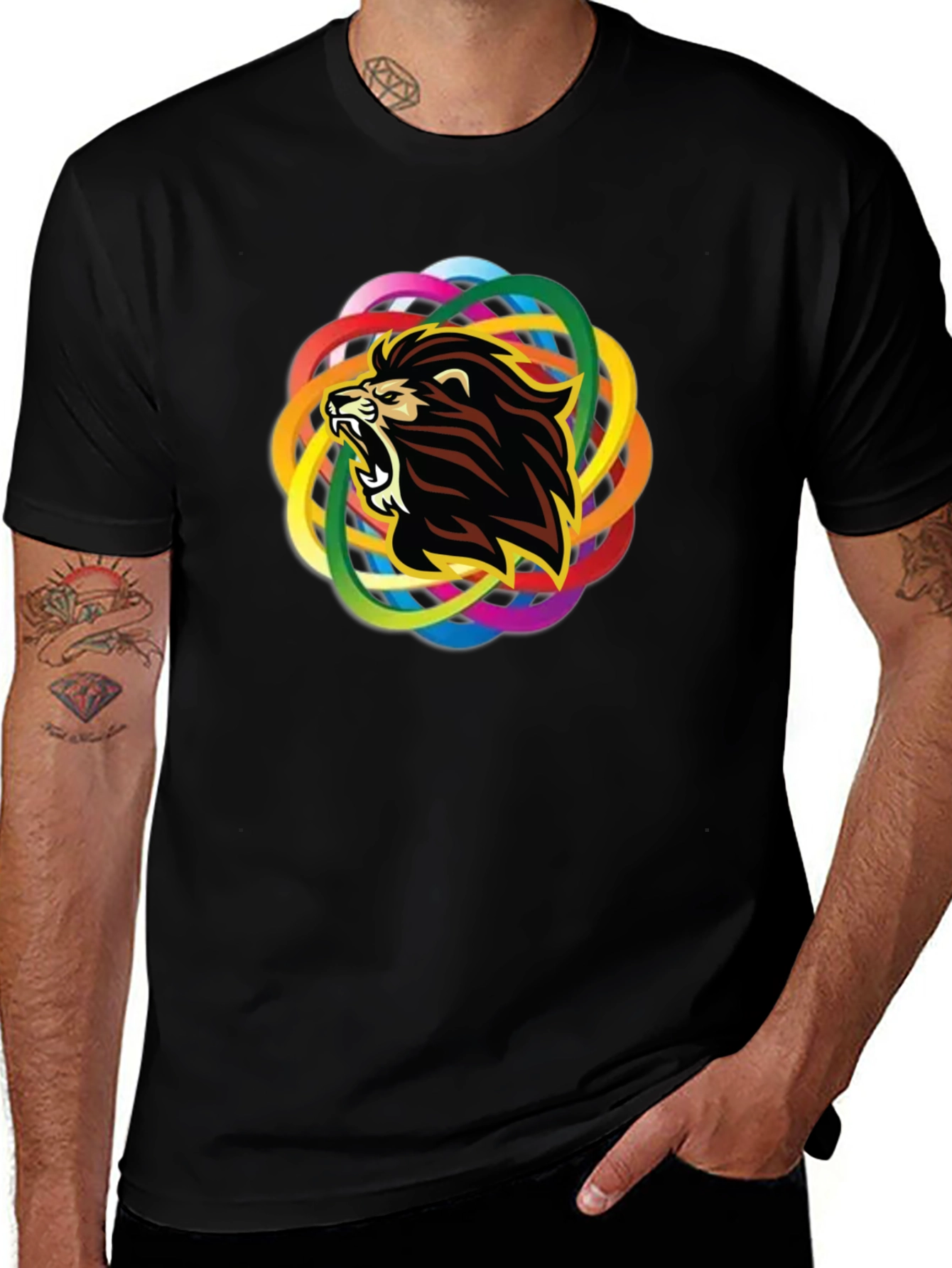 Variant 11 of Lion Roar Graphic Print Black T-Shirt