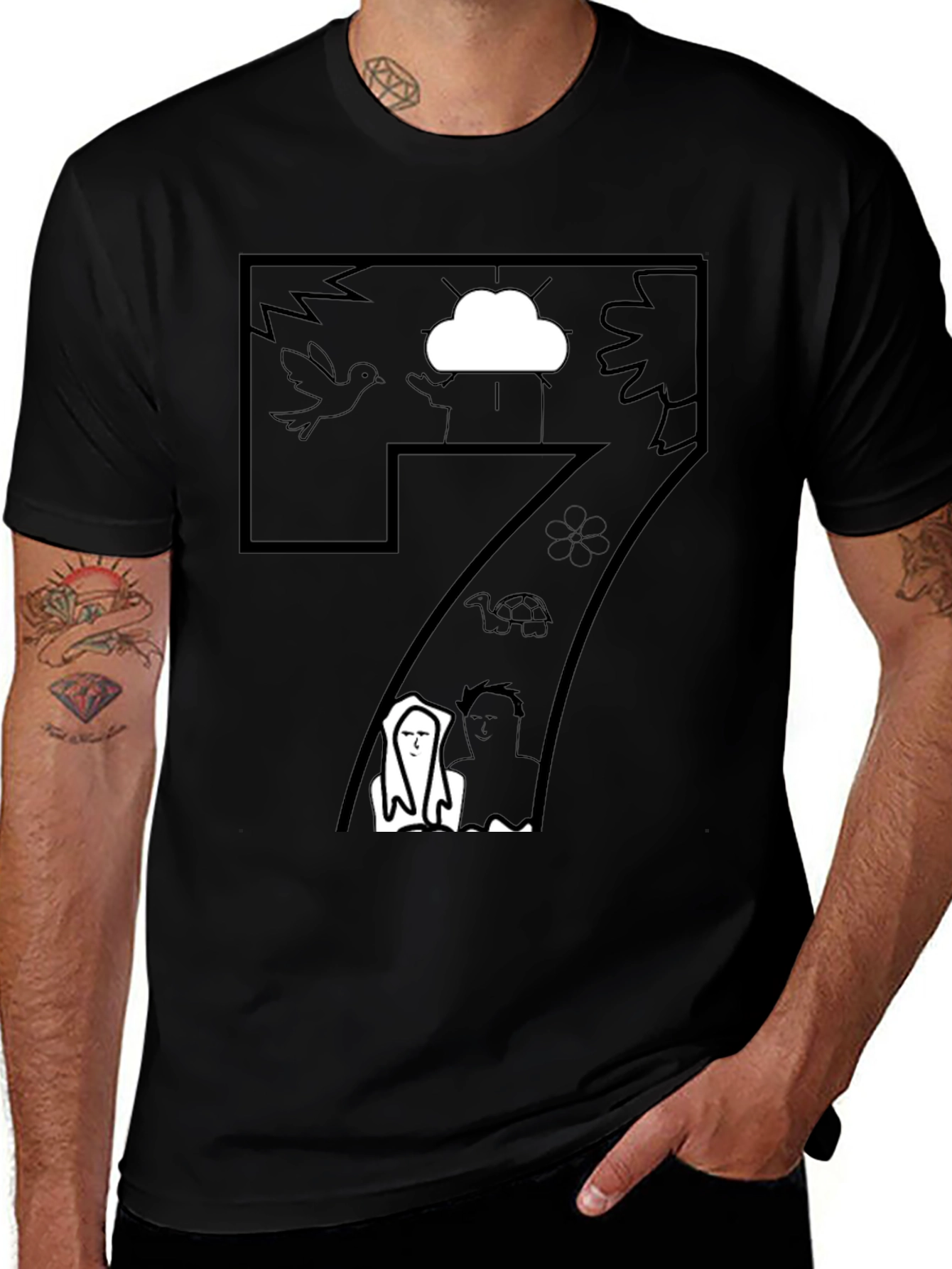 Variant 12 of Abstract Graphic T-Shirt - Artistic Black Tee