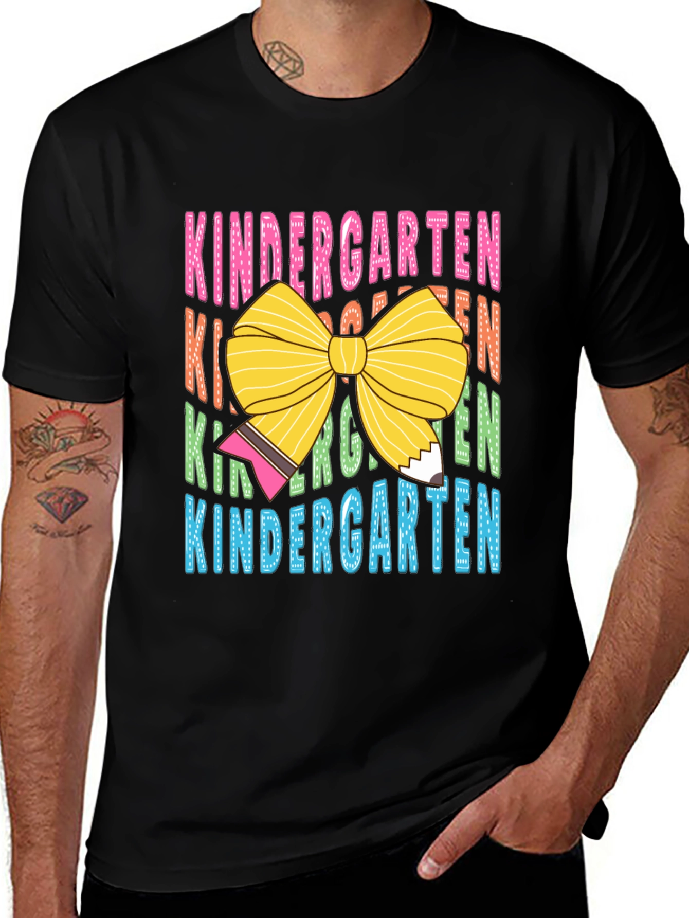 Variant 14 of Kindergarten Bow T-Shirt Teacher Colorful Tee