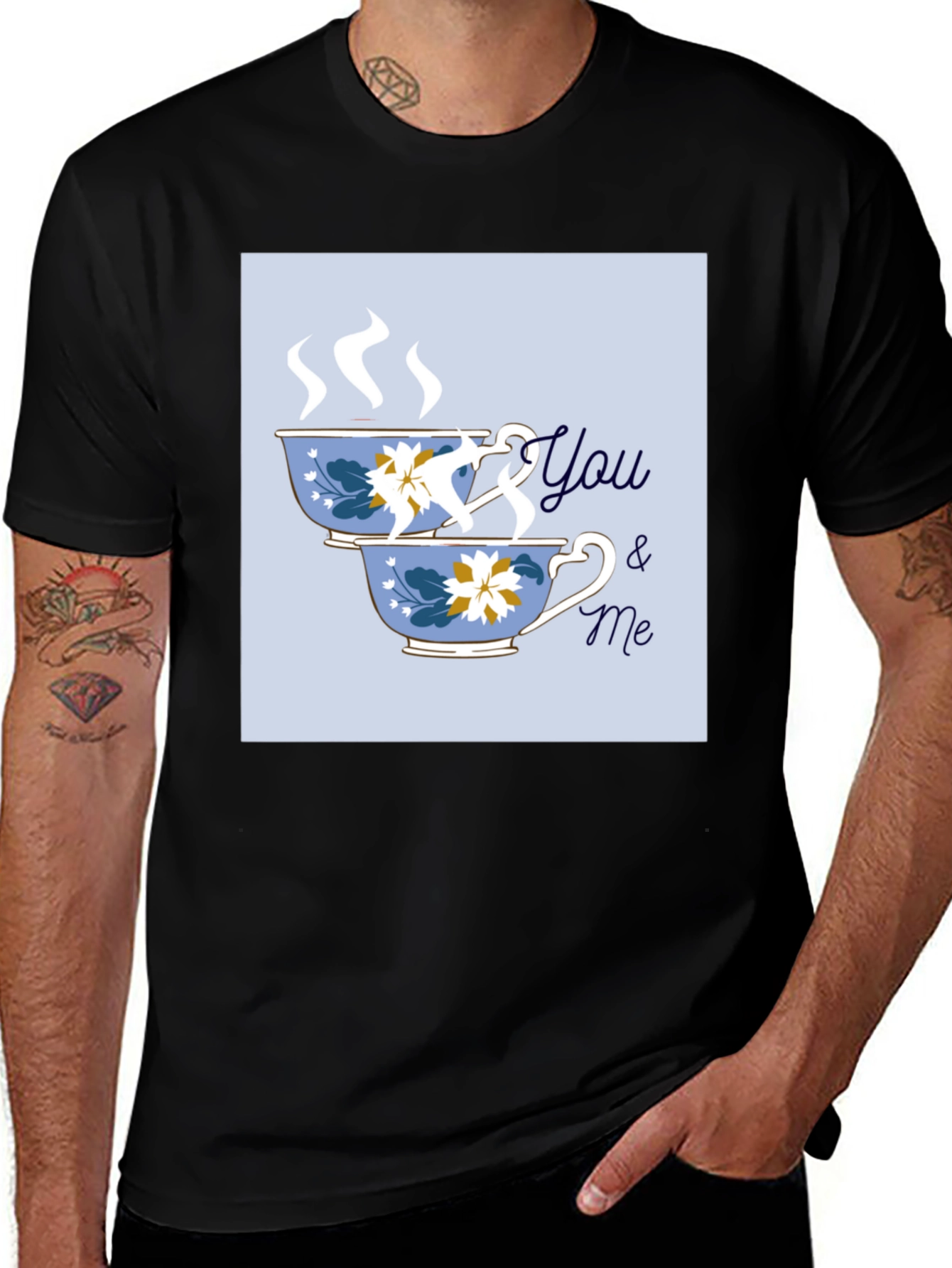 You & Me Tea Cup Graphic Tee Shirt