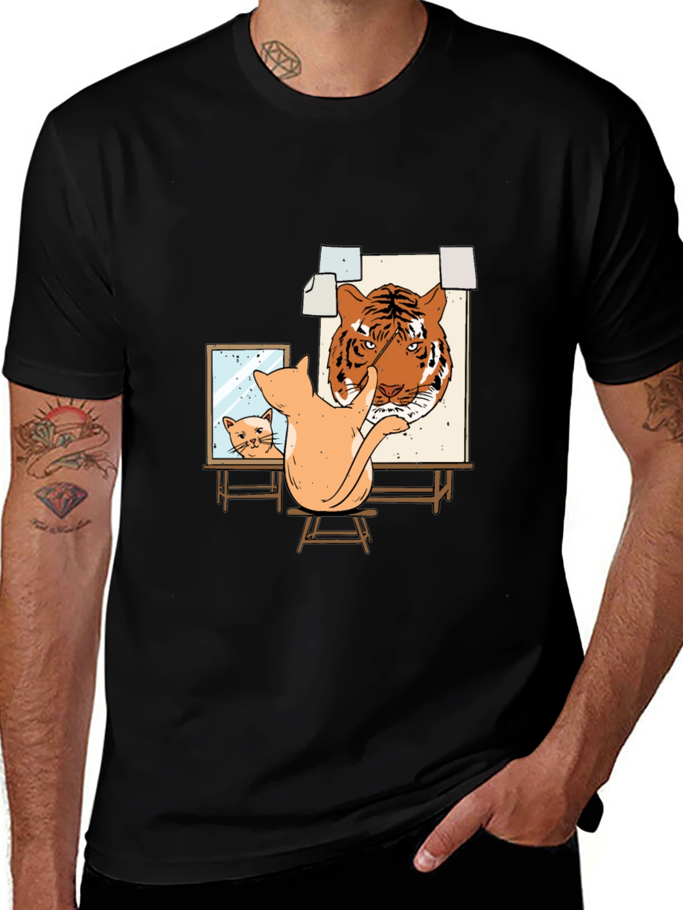 Variant 13 of Cat Painting Tiger T-Shirt - Artistic & Unique Design