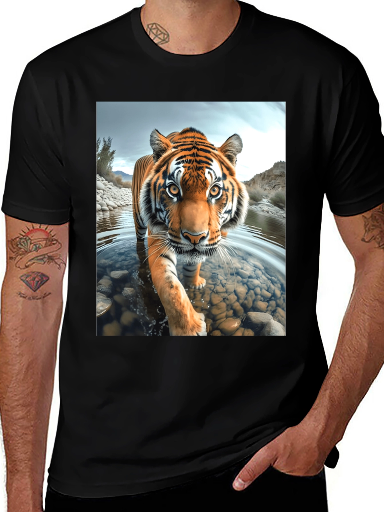 Variant 7 of Tiger Graphic Tee - Fierce Predator Design
