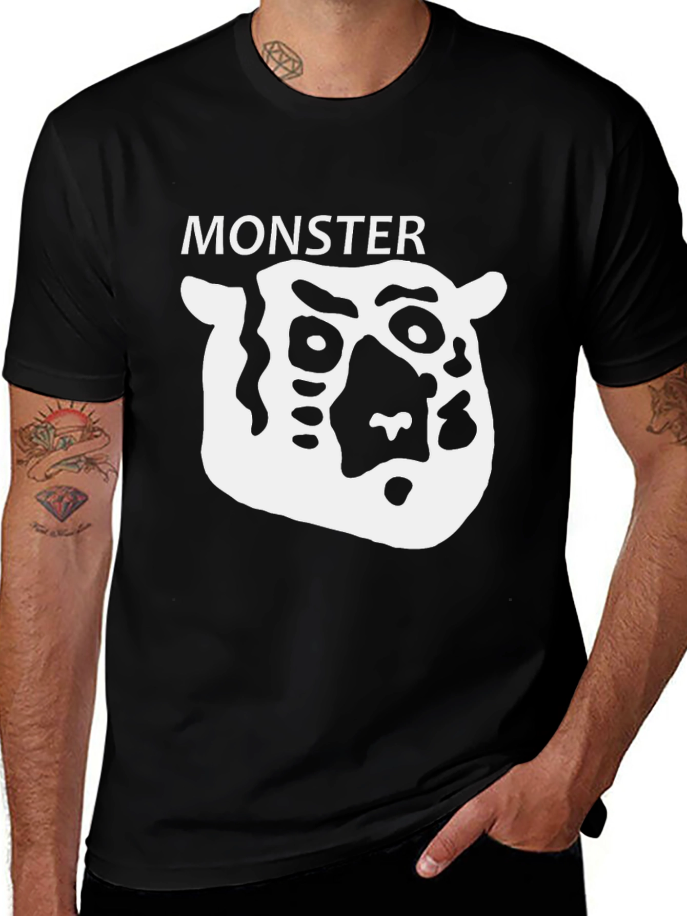 Variant 7 of Monster Graphic Tee - Black Cotton T-Shirt