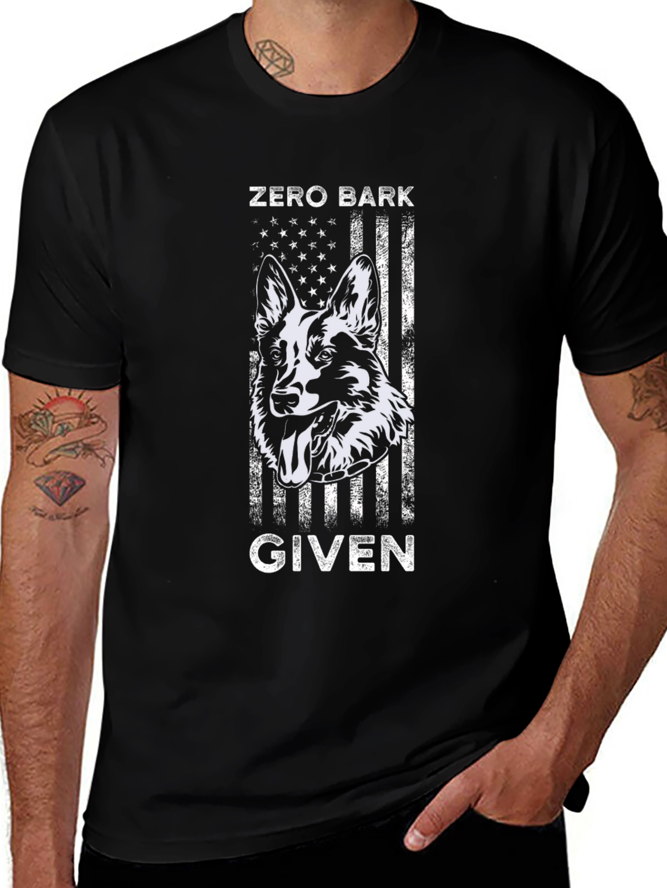 Variant 21 of Zero Bark Given Dog Graphic Tee - Black