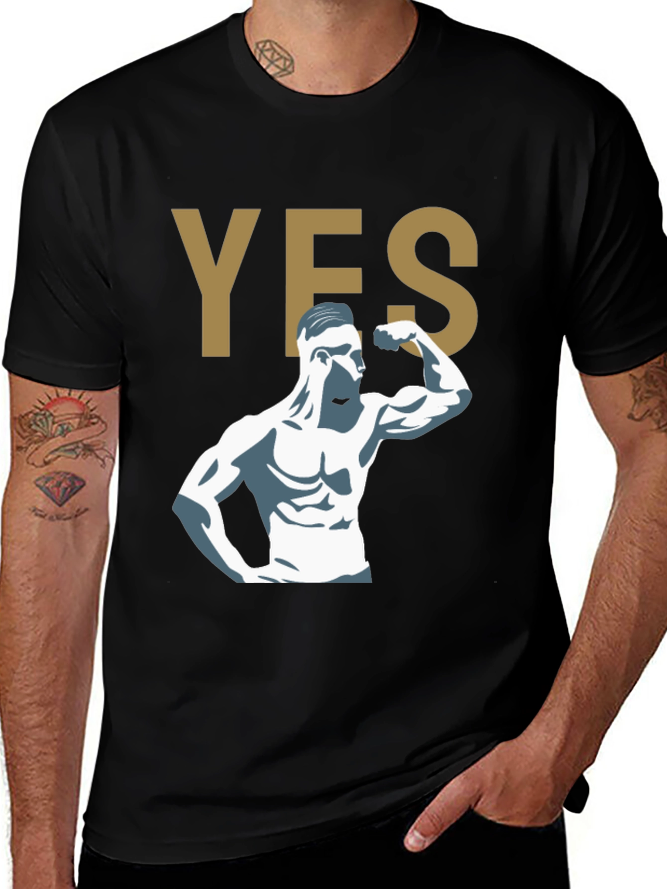 Variant 13 of YES! Bodybuilder Graphic Print T-Shirt
