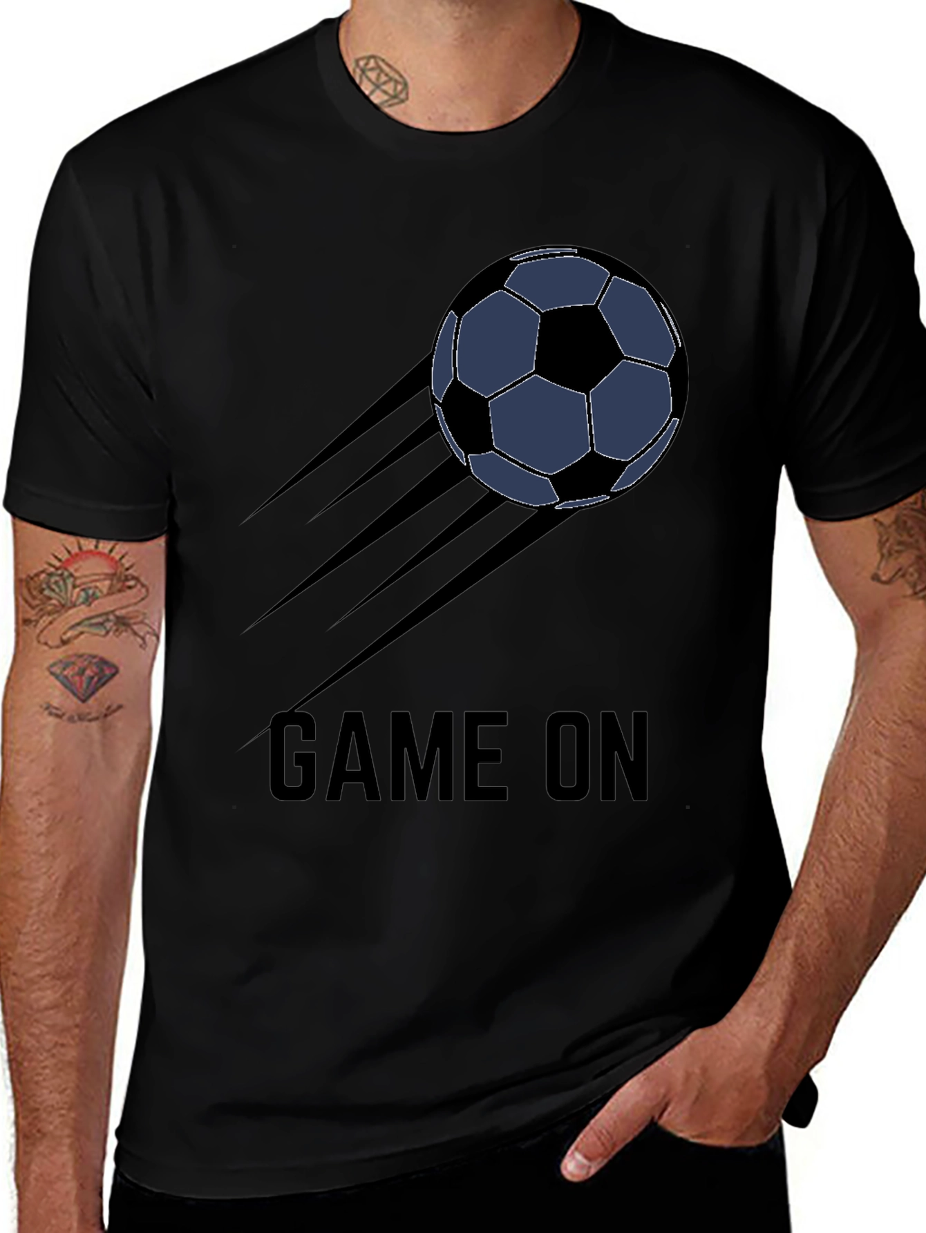 Variant 22 of Game On Soccer Ball T-Shirt - Black