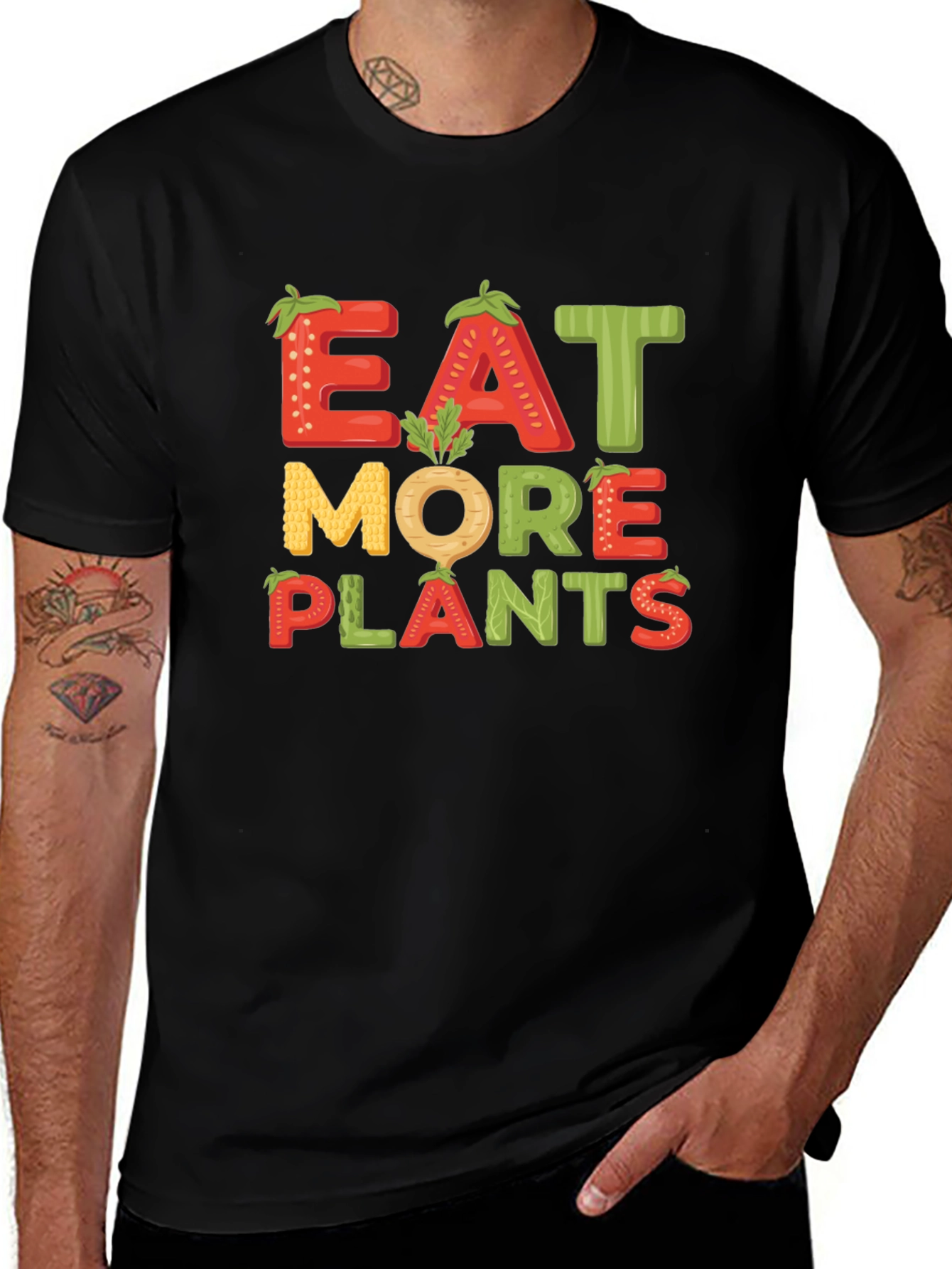 Variant 8 of Eat More Plants Graphic Tee - Vegan Lifestyle Shirt