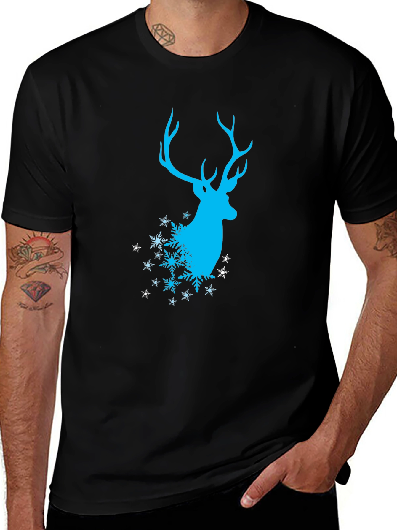 Variant 27 of Winter Deer T-Shirt - Stylish Black Tee