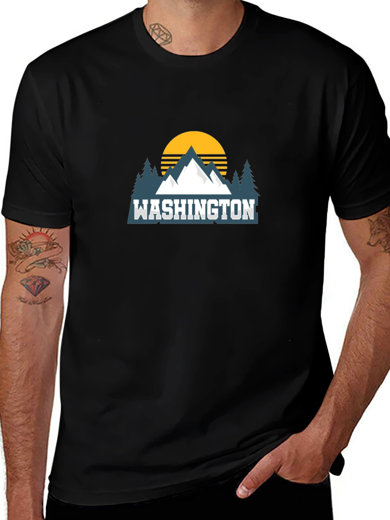 Variant 13 of Washington Mountain Graphic Tee - Black
