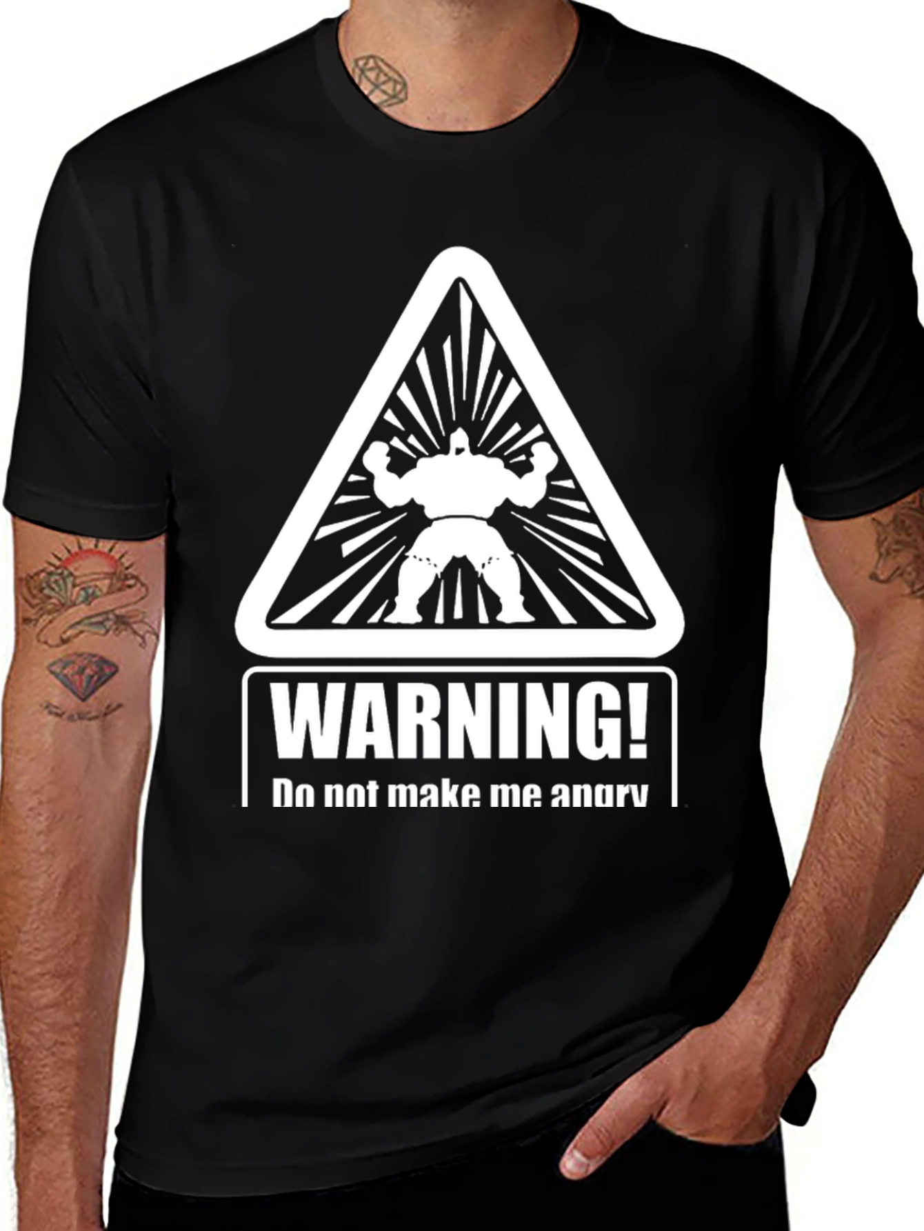 Warning Angry Man T-Shirt - Black