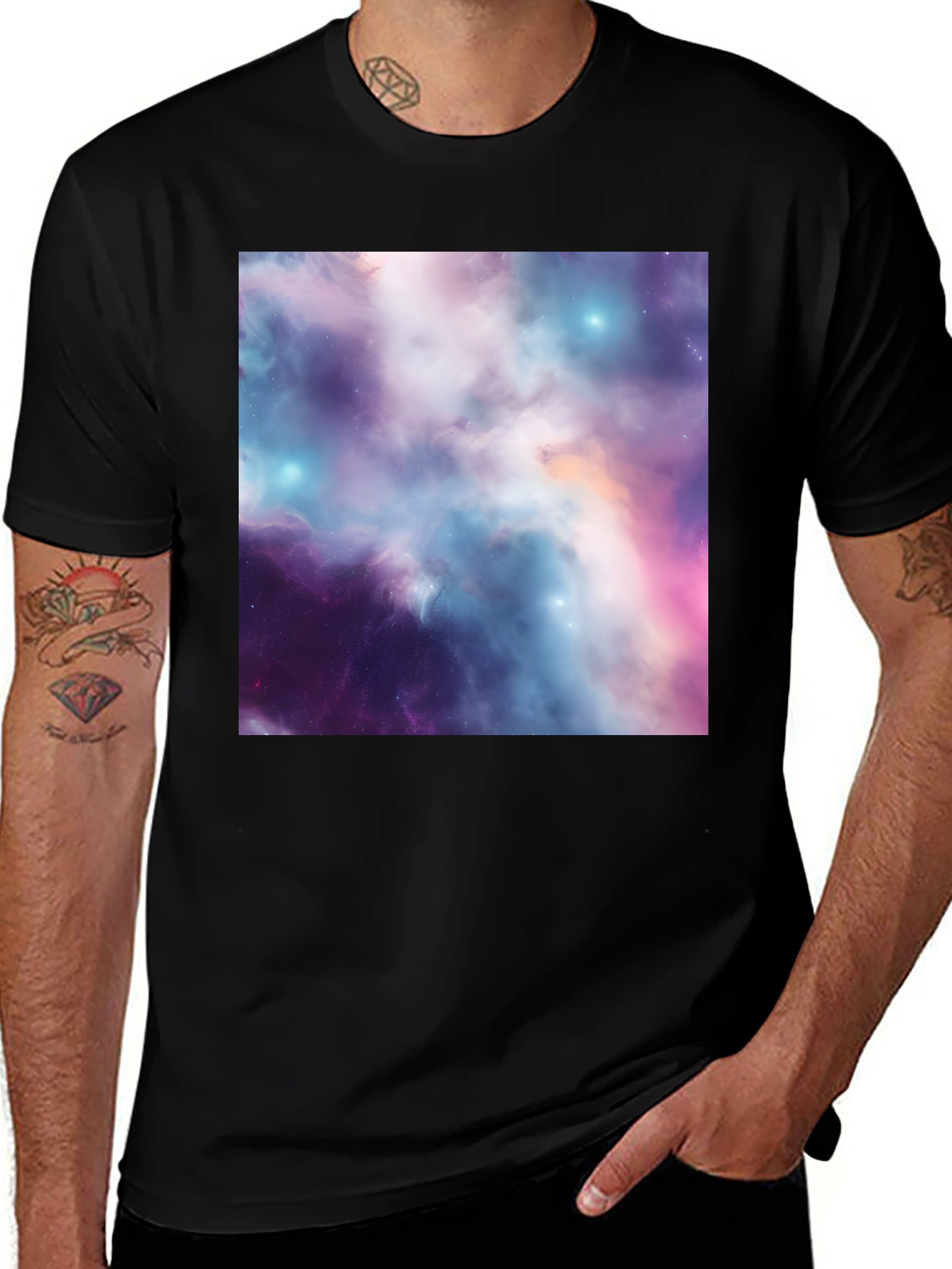 Black Nebula Print Black T-Shirt main image