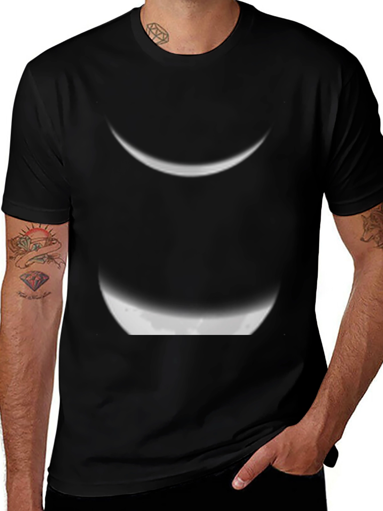 Variant 8 of Lunar Phases Graphic Tee - Black Cotton Crew Neck