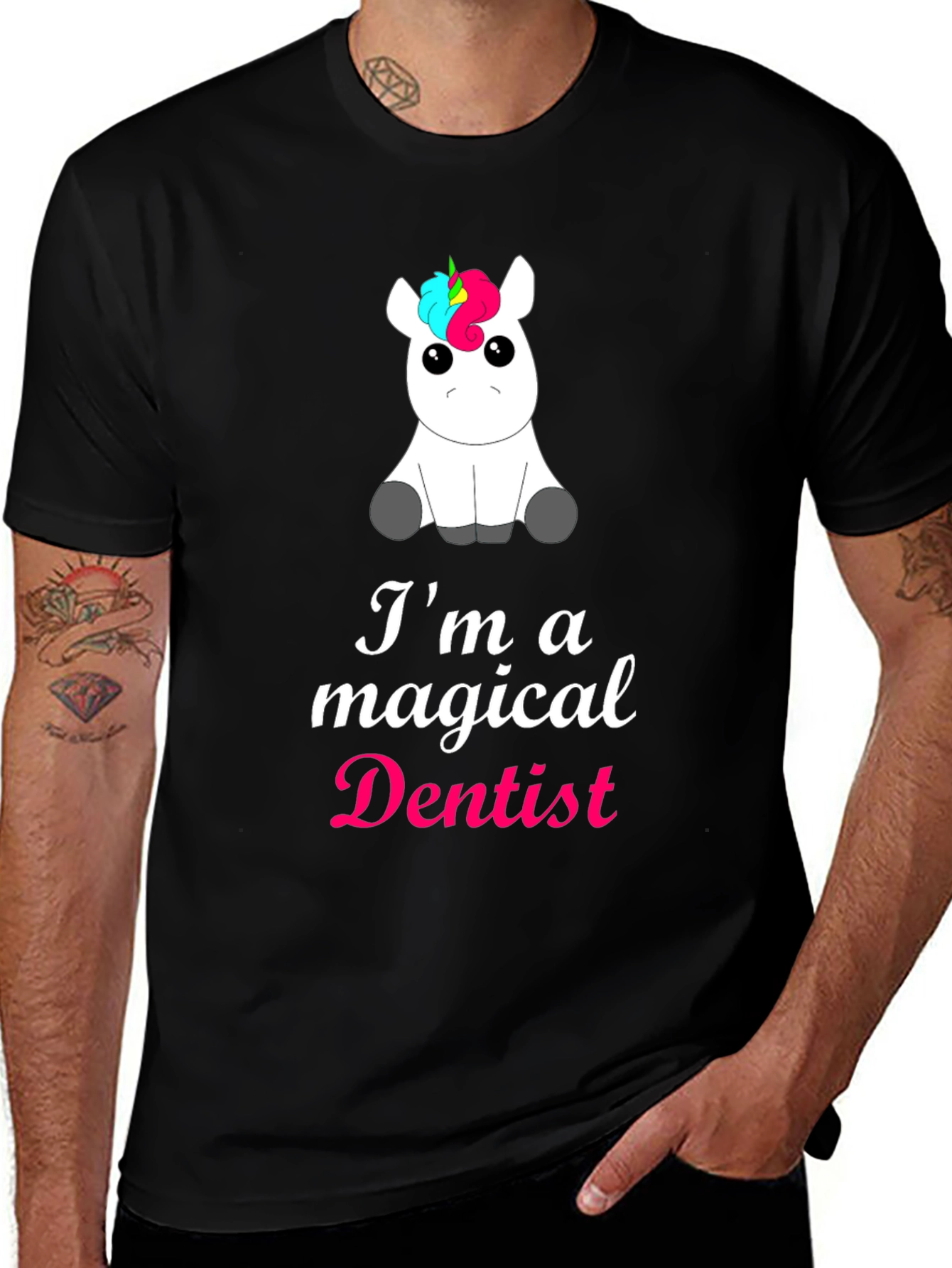 Variant 3 of Magical Dentist Unicorn T-Shirt - Black