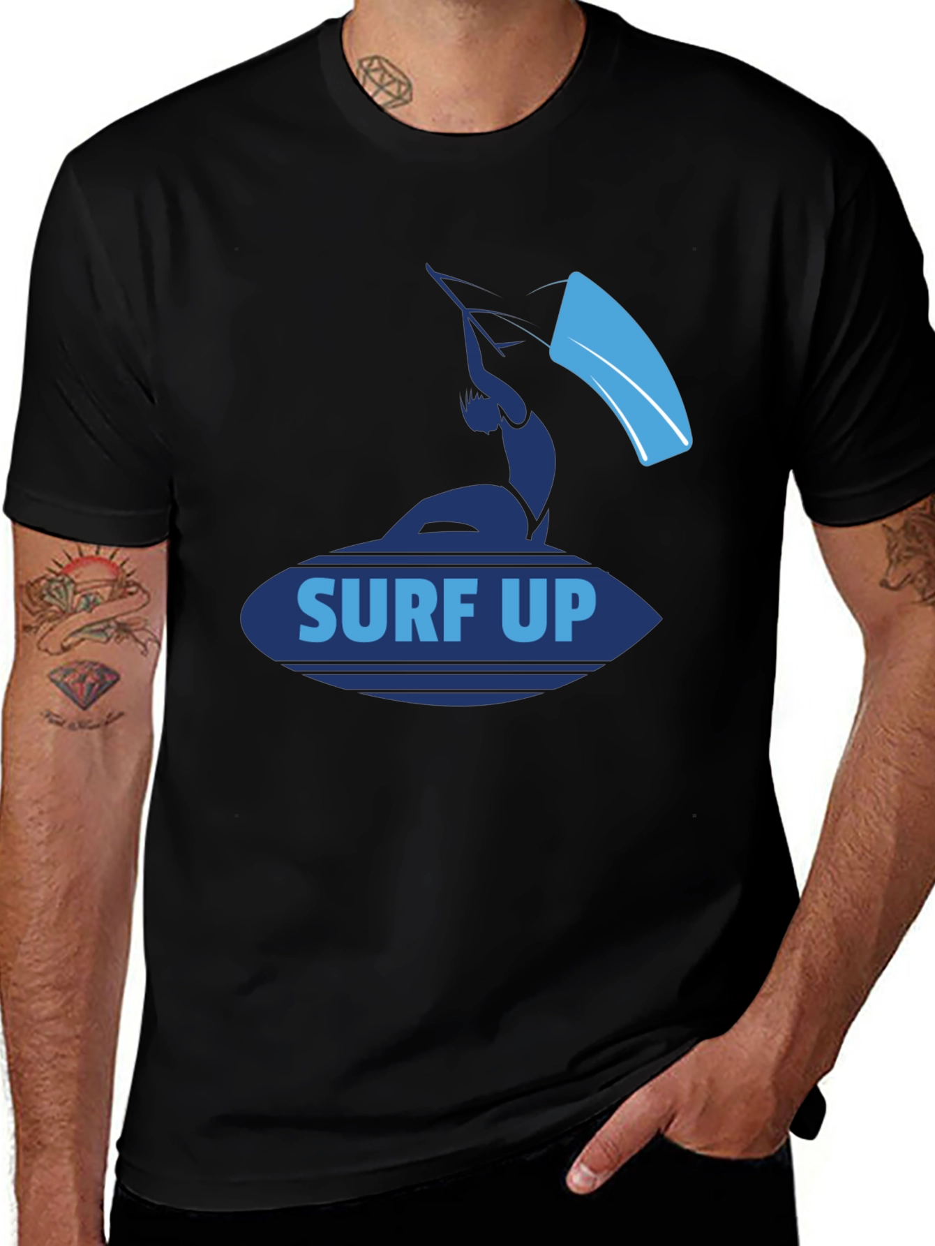 Variant 6 of Surf Up Graphic Tee - Black Cotton T-Shirt