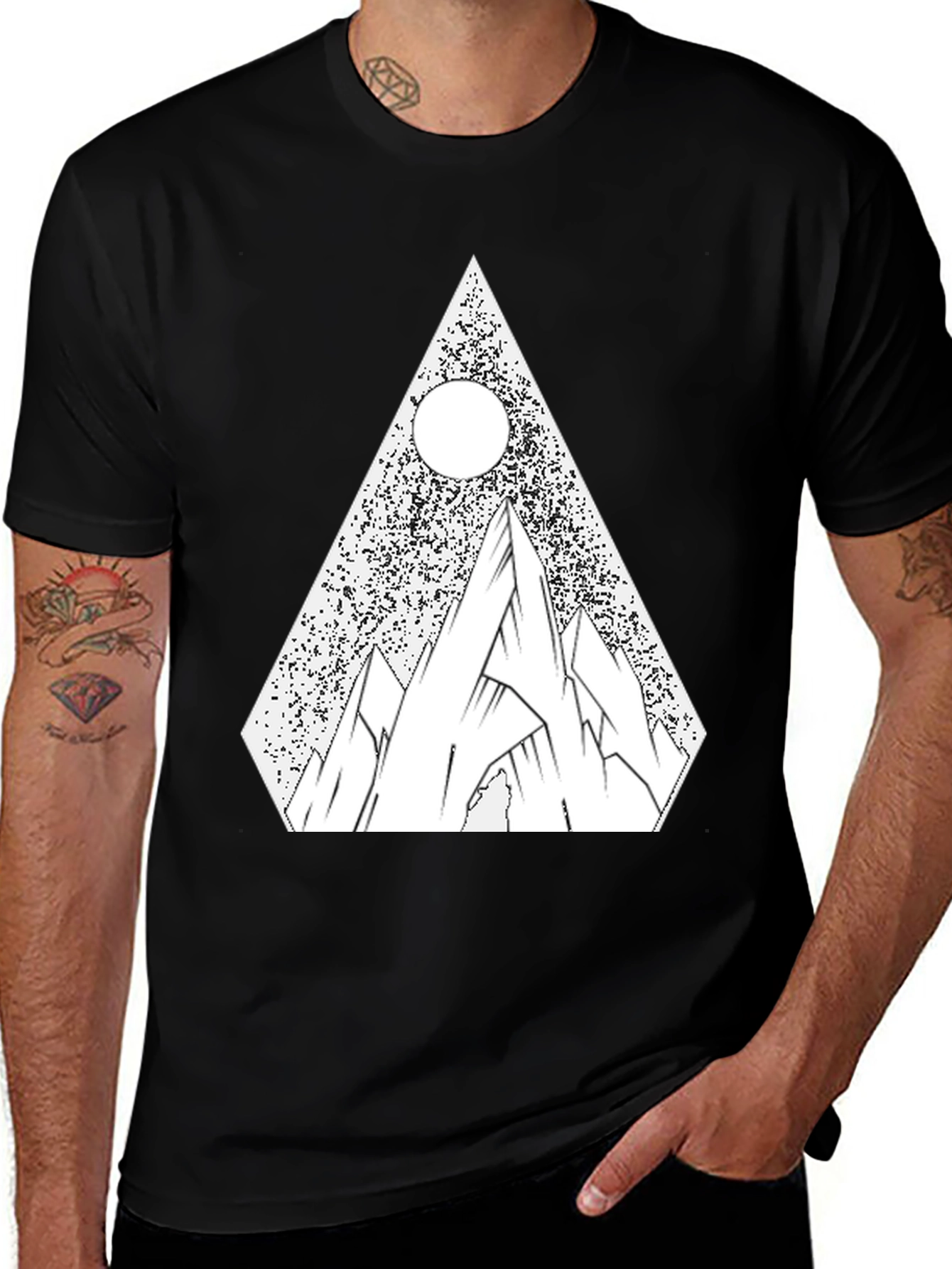 Variant 11 of Geometric Mountain T-Shirt - Black