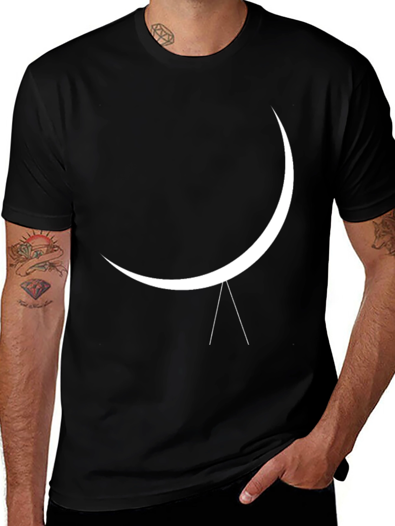 Variant 19 of Modern Crescent Moon Graphic Tee - Black