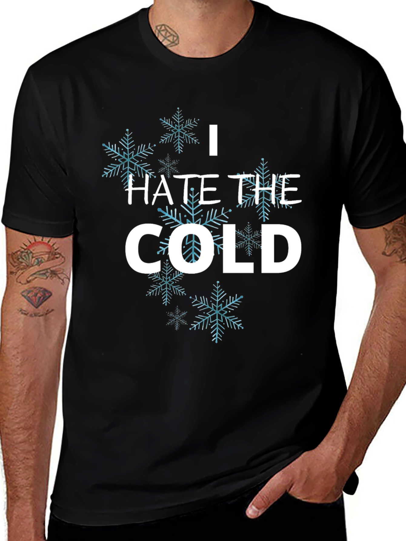 Black I Hate the Cold Snowflake T-Shirt - Unisex Black Tee main image