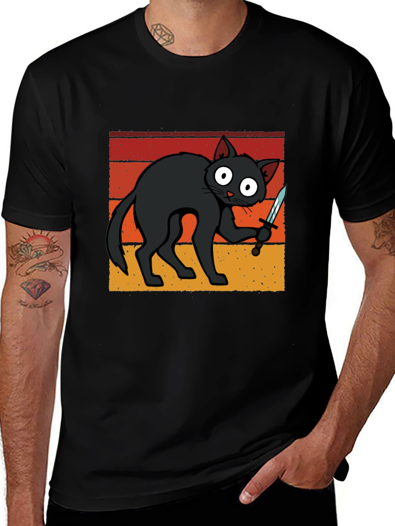 Variant 5 of Black Cat Dagger Graphic Tee 