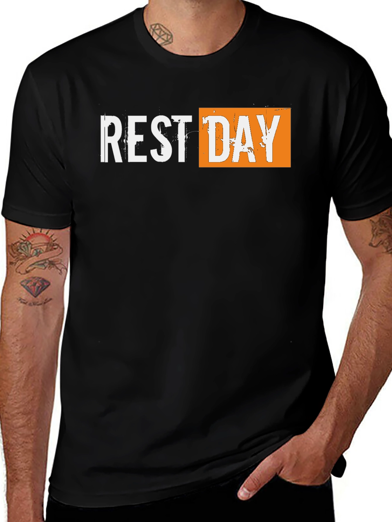 Variant 11 of Rest Day Graphic Tee - Men's Black Cotton T-Shirt