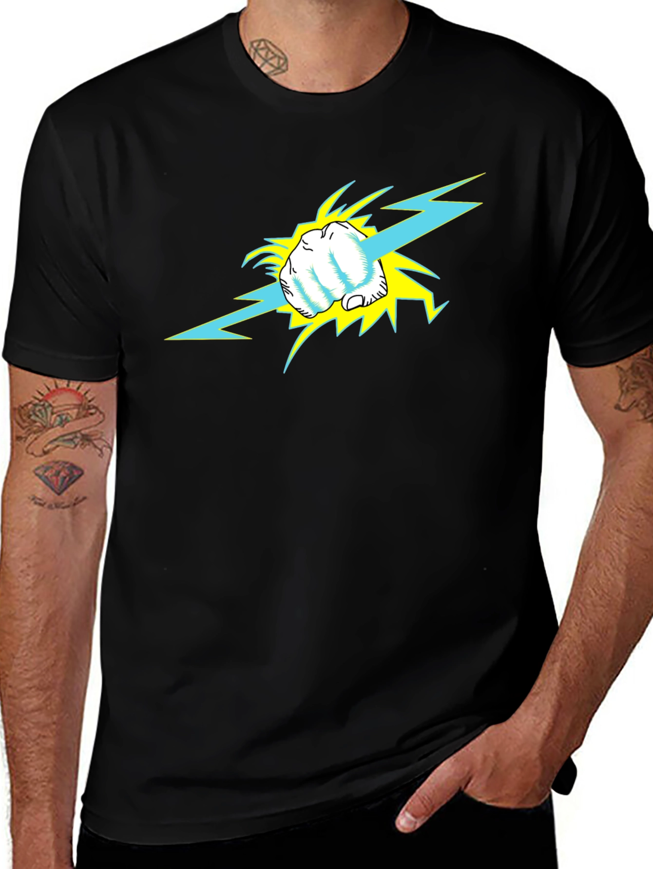 Variant 19 of Electric Punch Graphic Tee - Bold Style