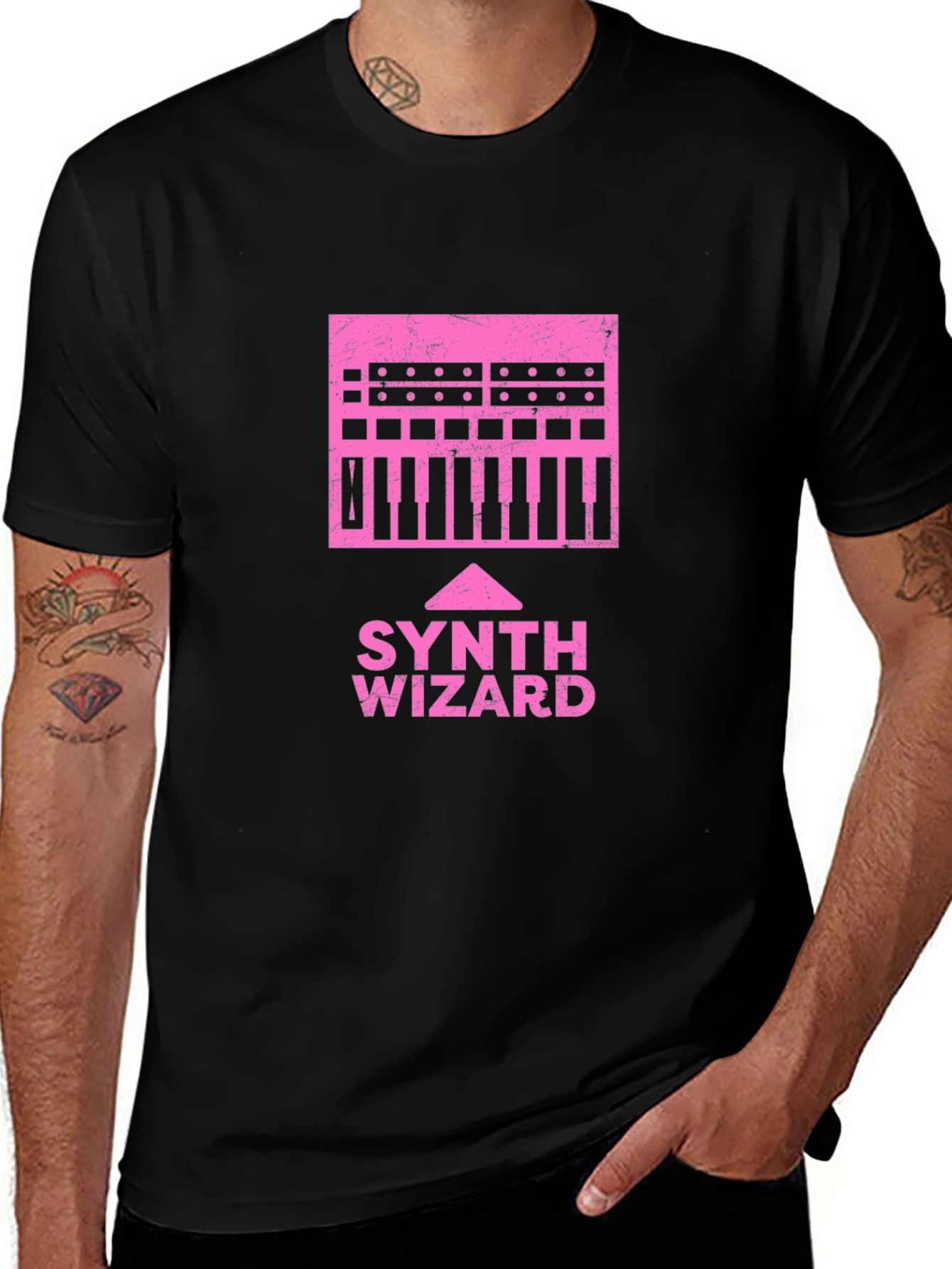 Variant 24 of Synth Wizard Graphic T-Shirt - Black