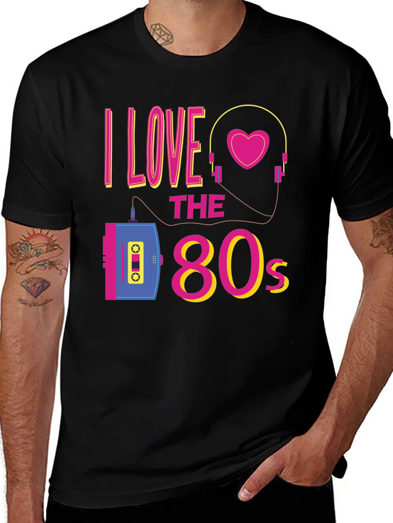 Variant 17 of I Love the 80s Black Graphic Tee