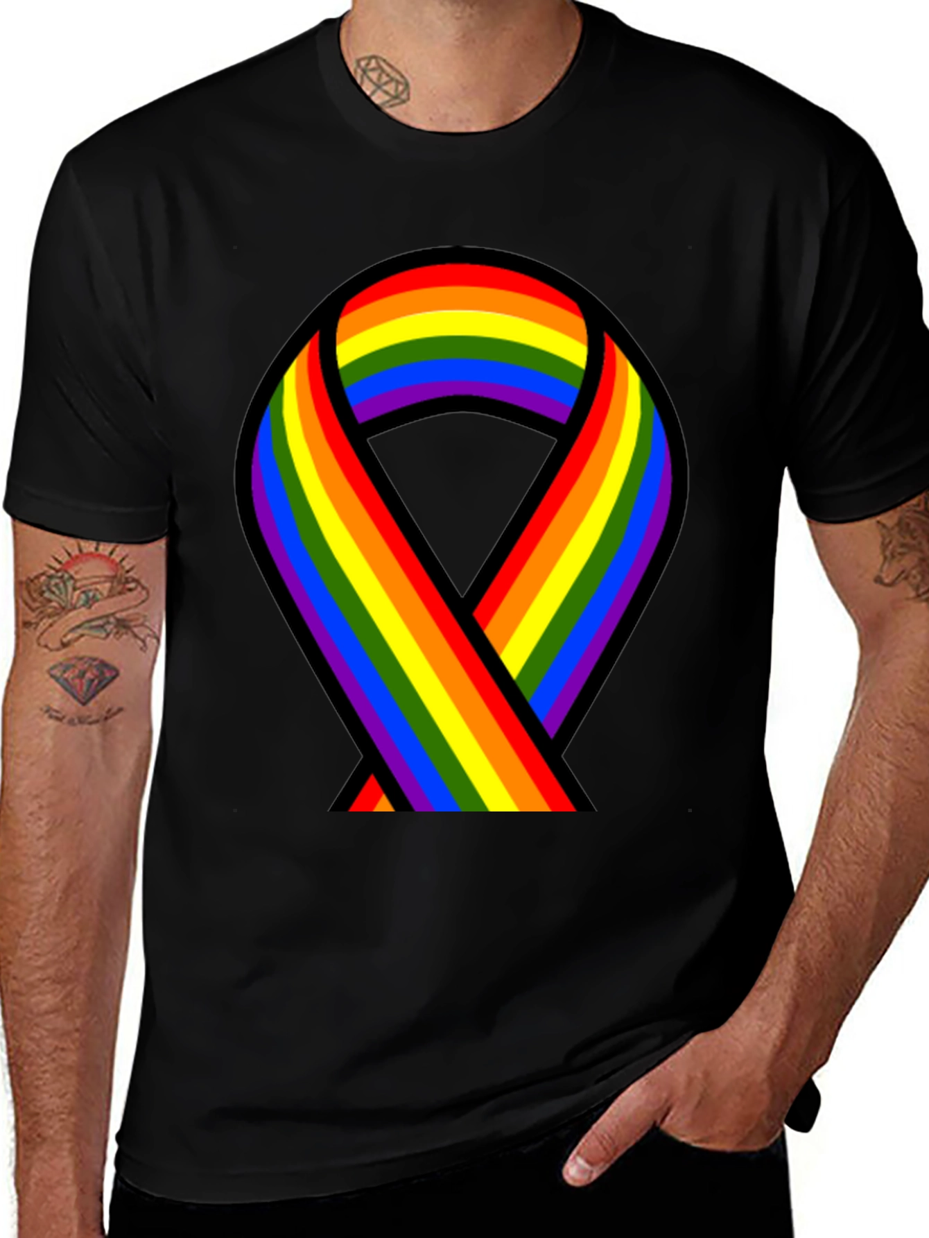 Variant 28 of Pride Ribbon Graphic T-Shirt - Black