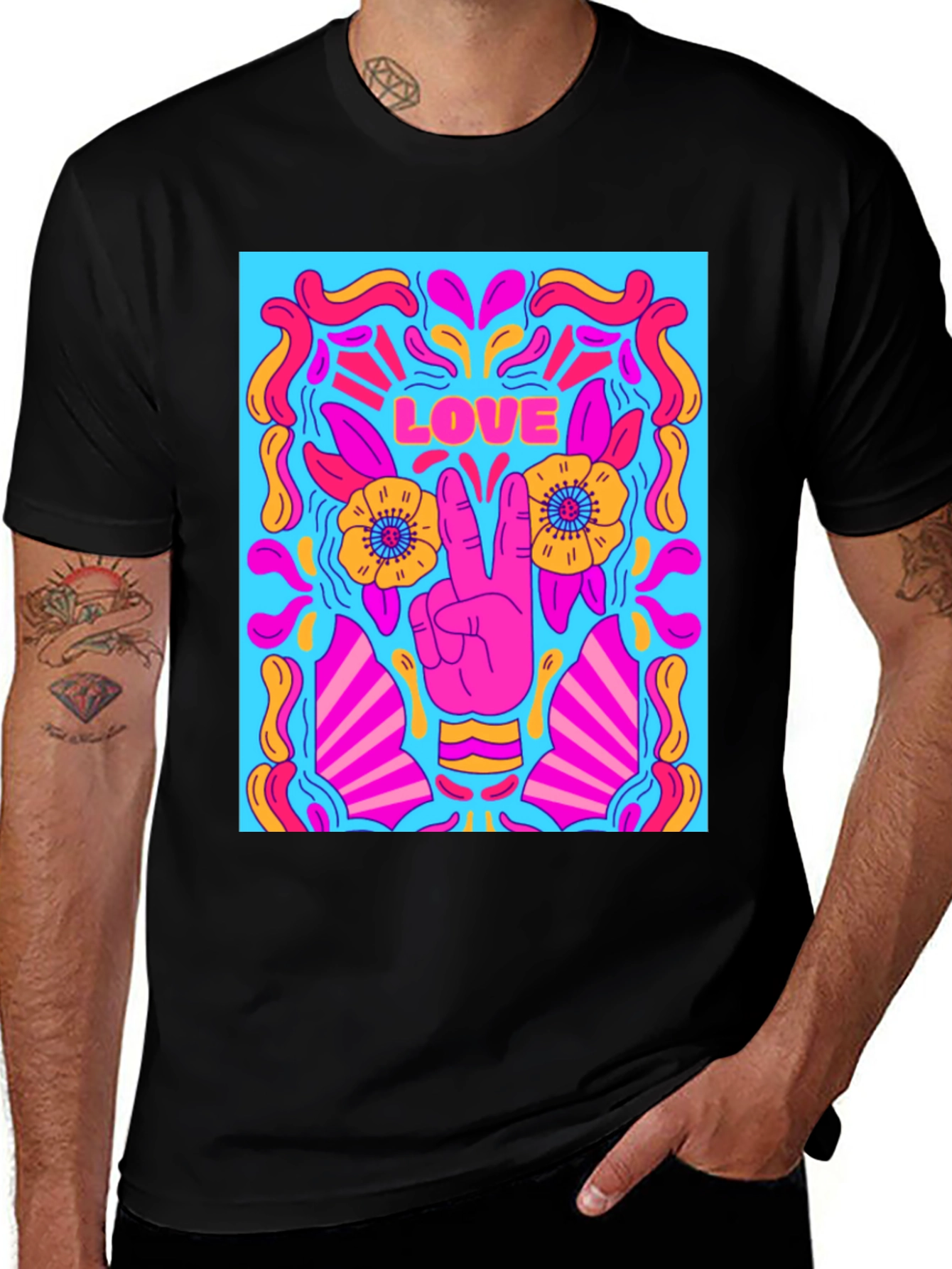 Variant 23 of Groovy Love Peace Sign Graphic Tee