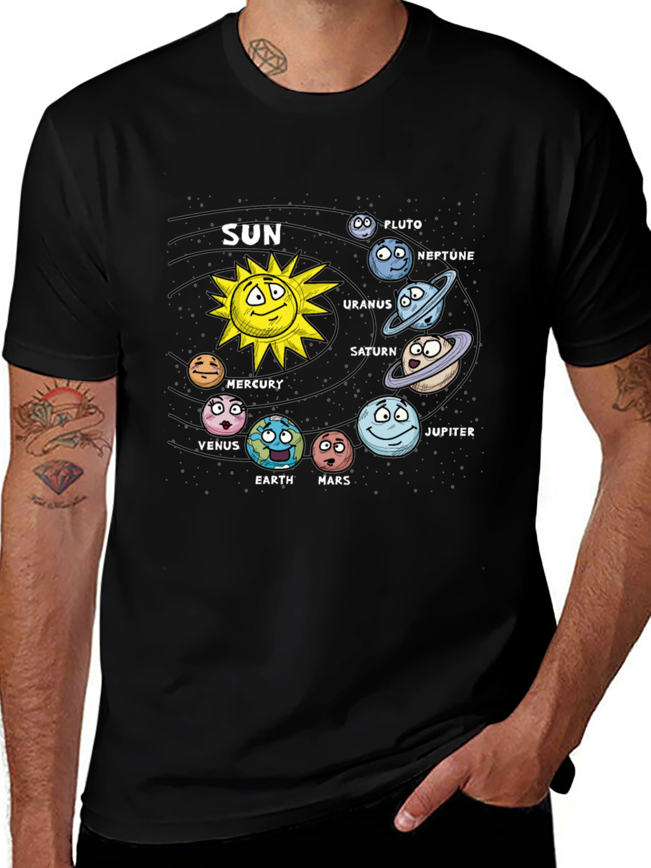 Variant 9 of Cartoon Solar System T-Shirt