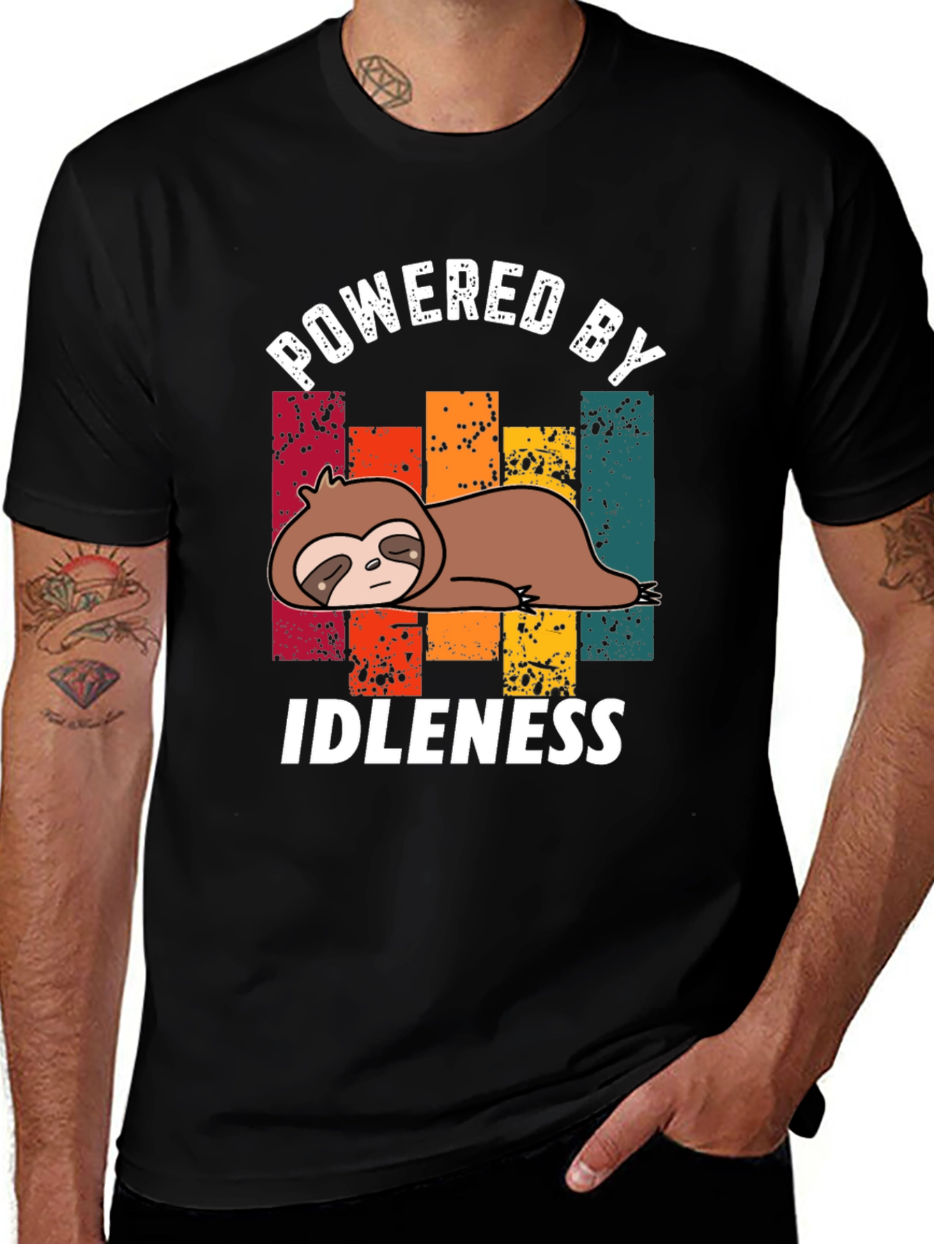 Variant 29 of Powered by Idleness Sloth T-Shirt - Black