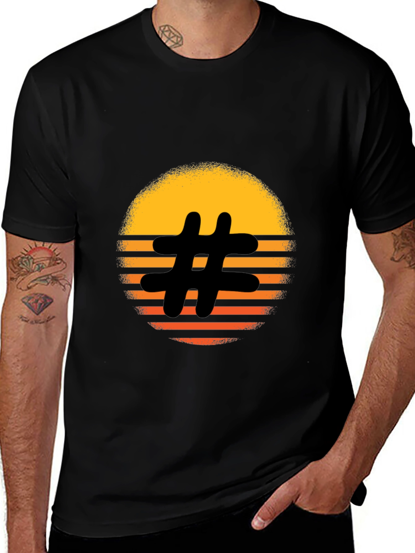 Variant 14 of Retro Sunset Hashtag Graphic T-Shirt
