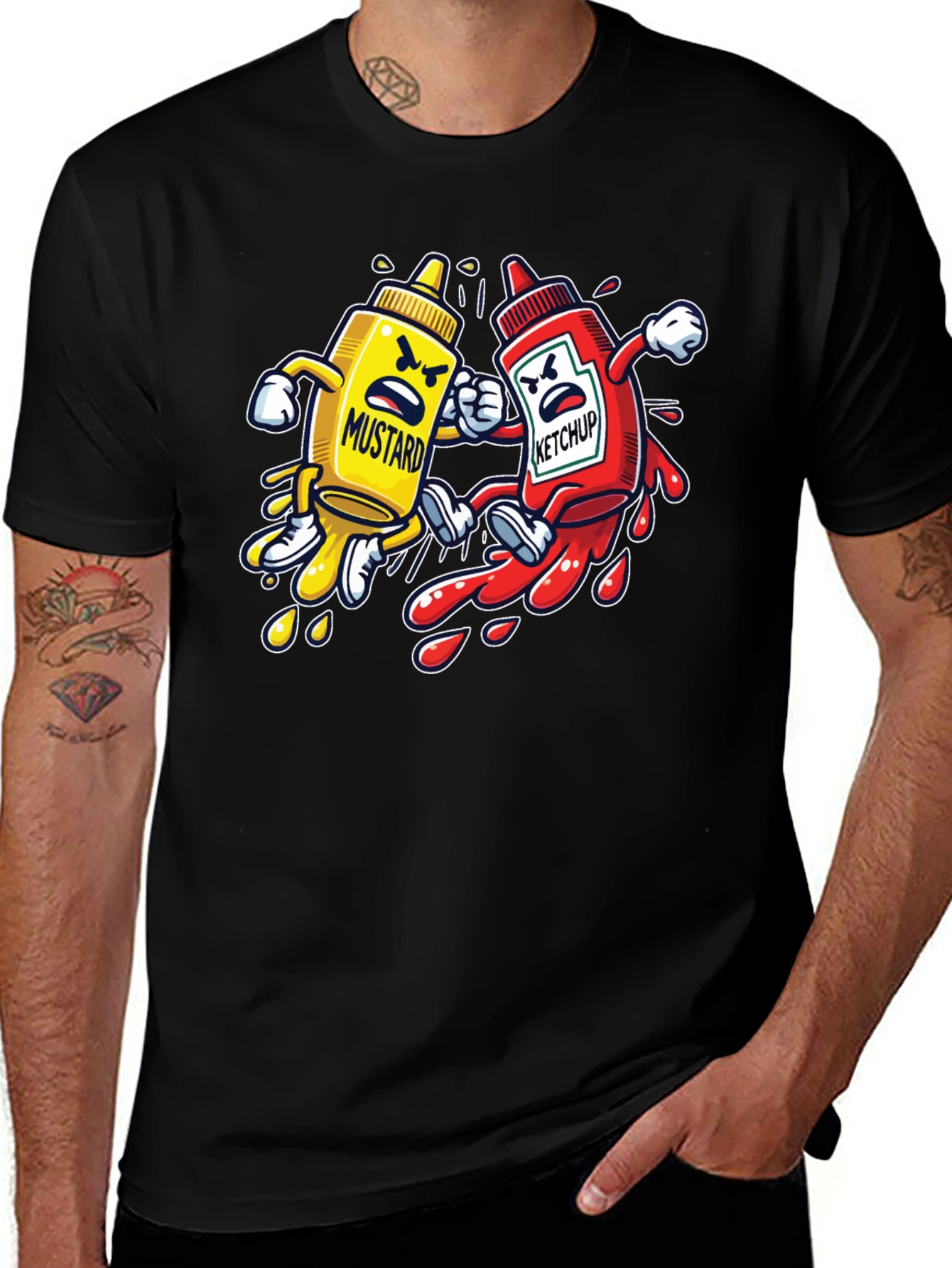 Variant 30 of Ketchup vs Mustard Cartoon T-Shirt