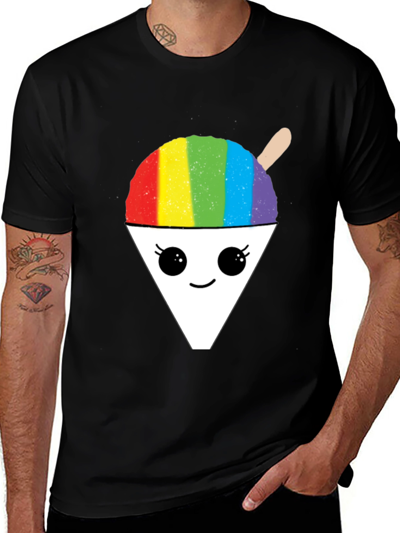 Variant 12 of Rainbow Shaved Ice Graphic Tee - Cute Foodie Shirt