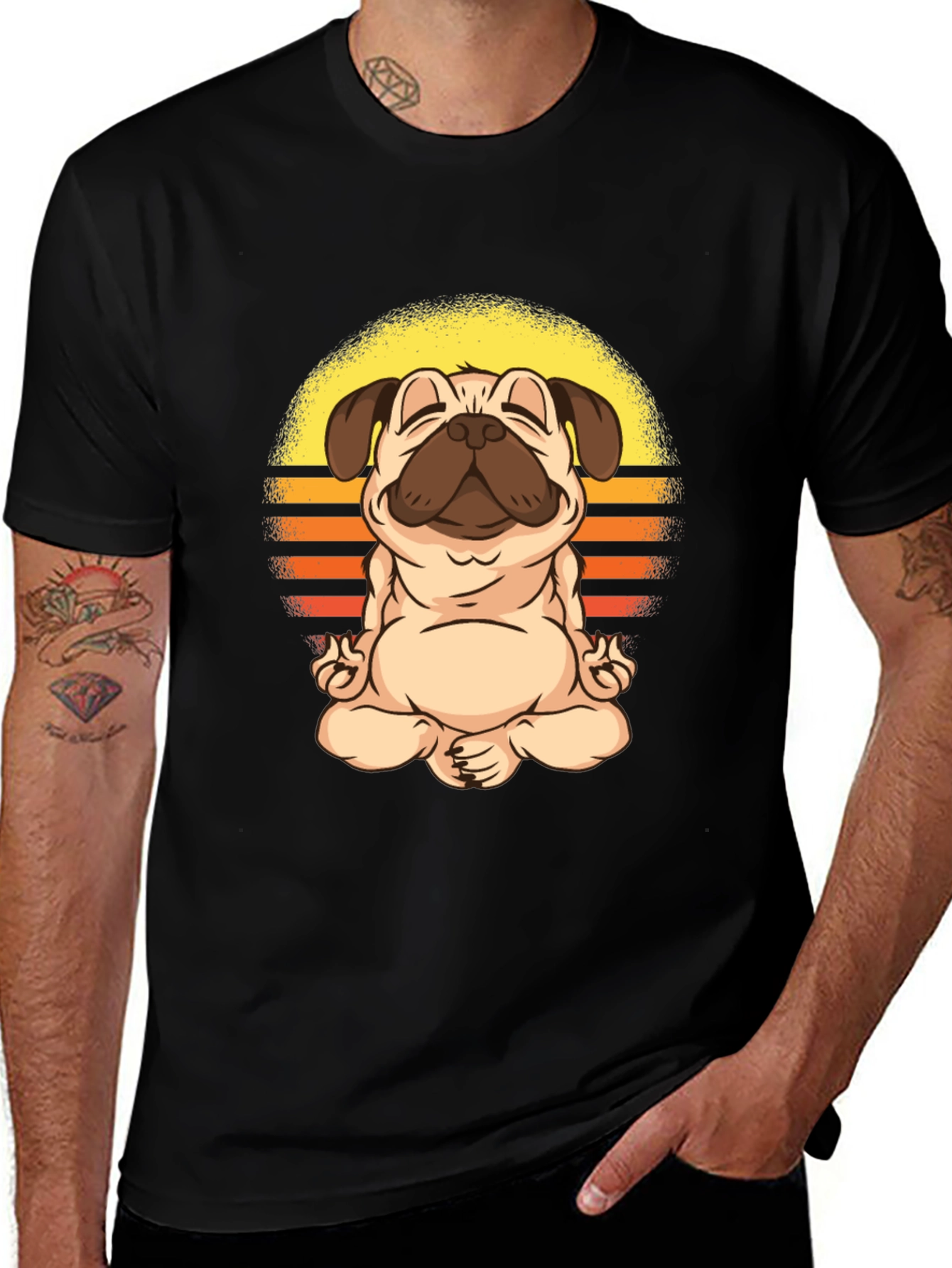 Variant 19 of Zen Pug T-Shirt - Meditating Dog Graphic Tee