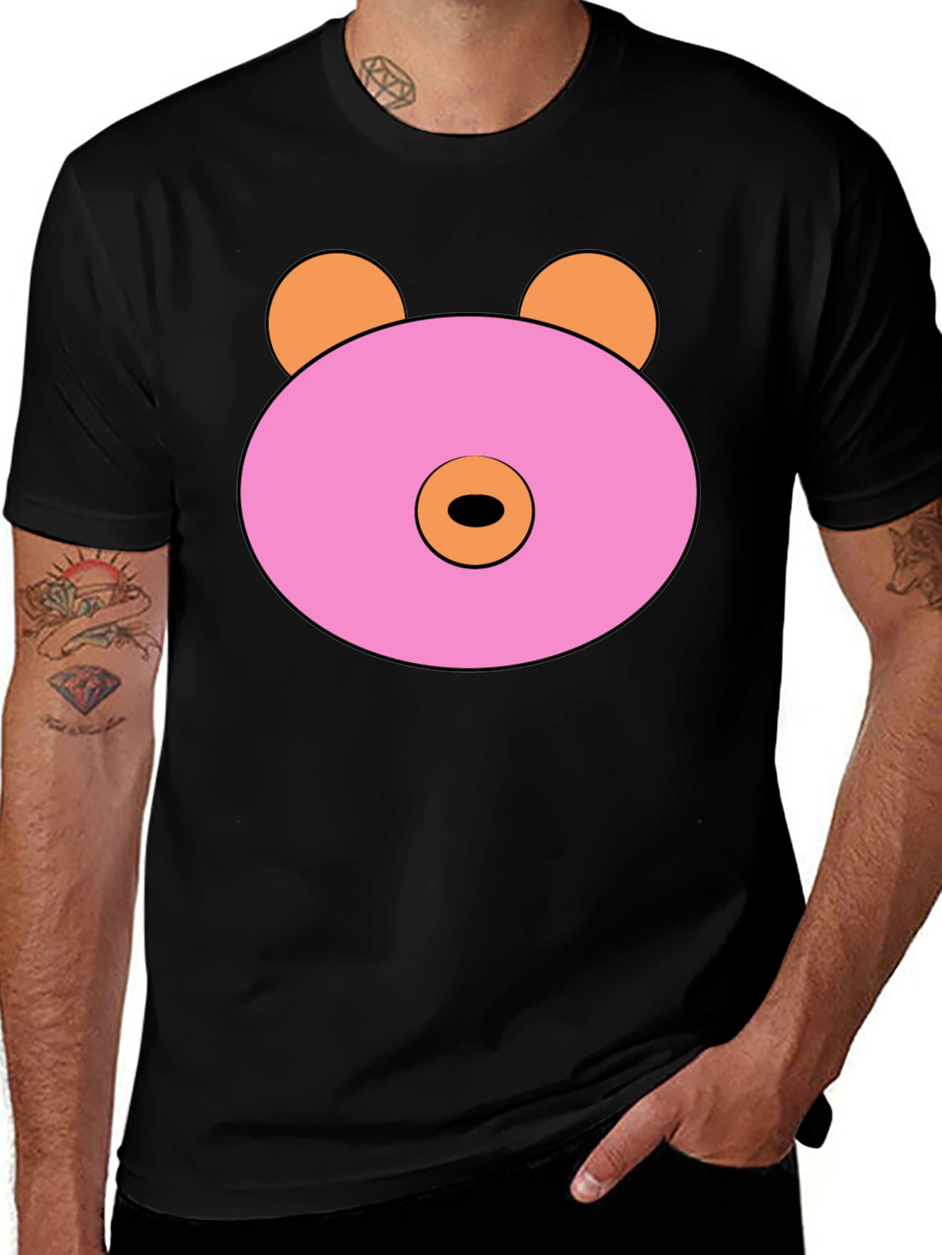 Pink Doughnut Bear Graphic T-Shirt
