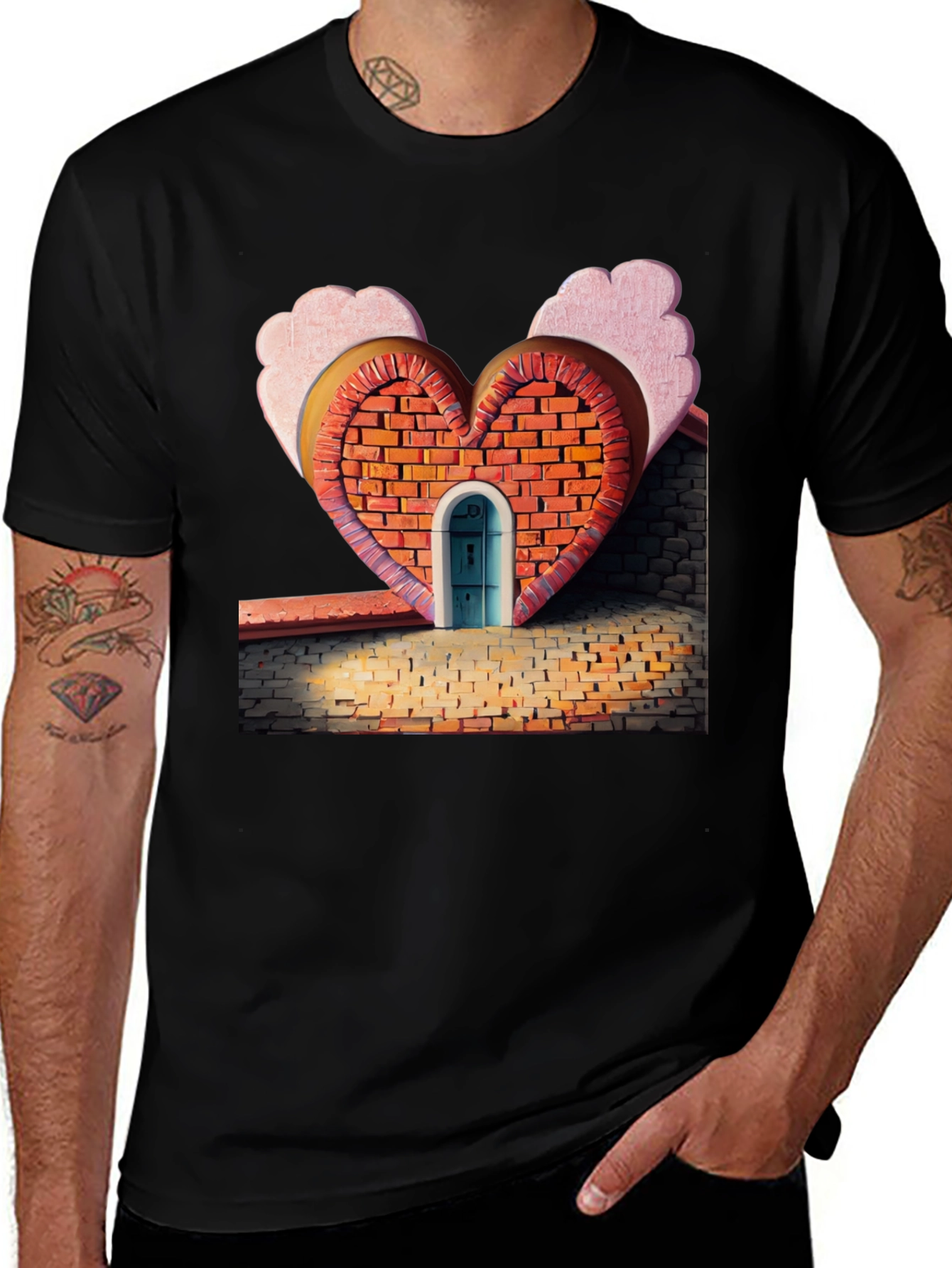 Variant 12 of Heart Brick House Graphic Tee - Unique Design