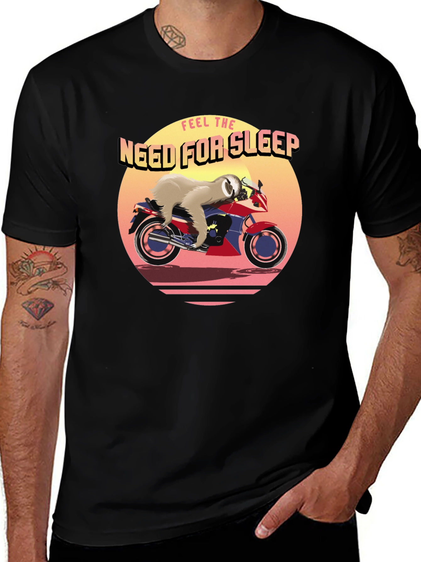 Variant 6 of Funny Sloth Motorcycle Graphic Tee