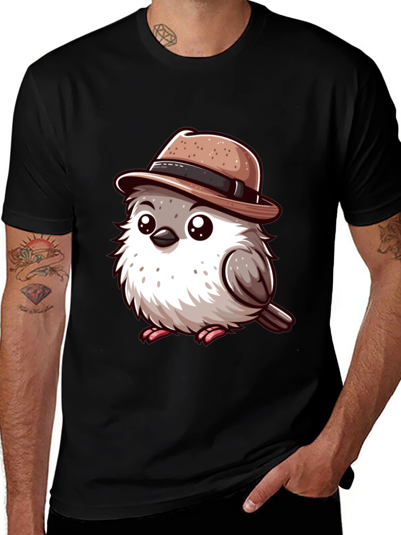 Variant 6 of Cute Bird with Hat Graphic Tee
