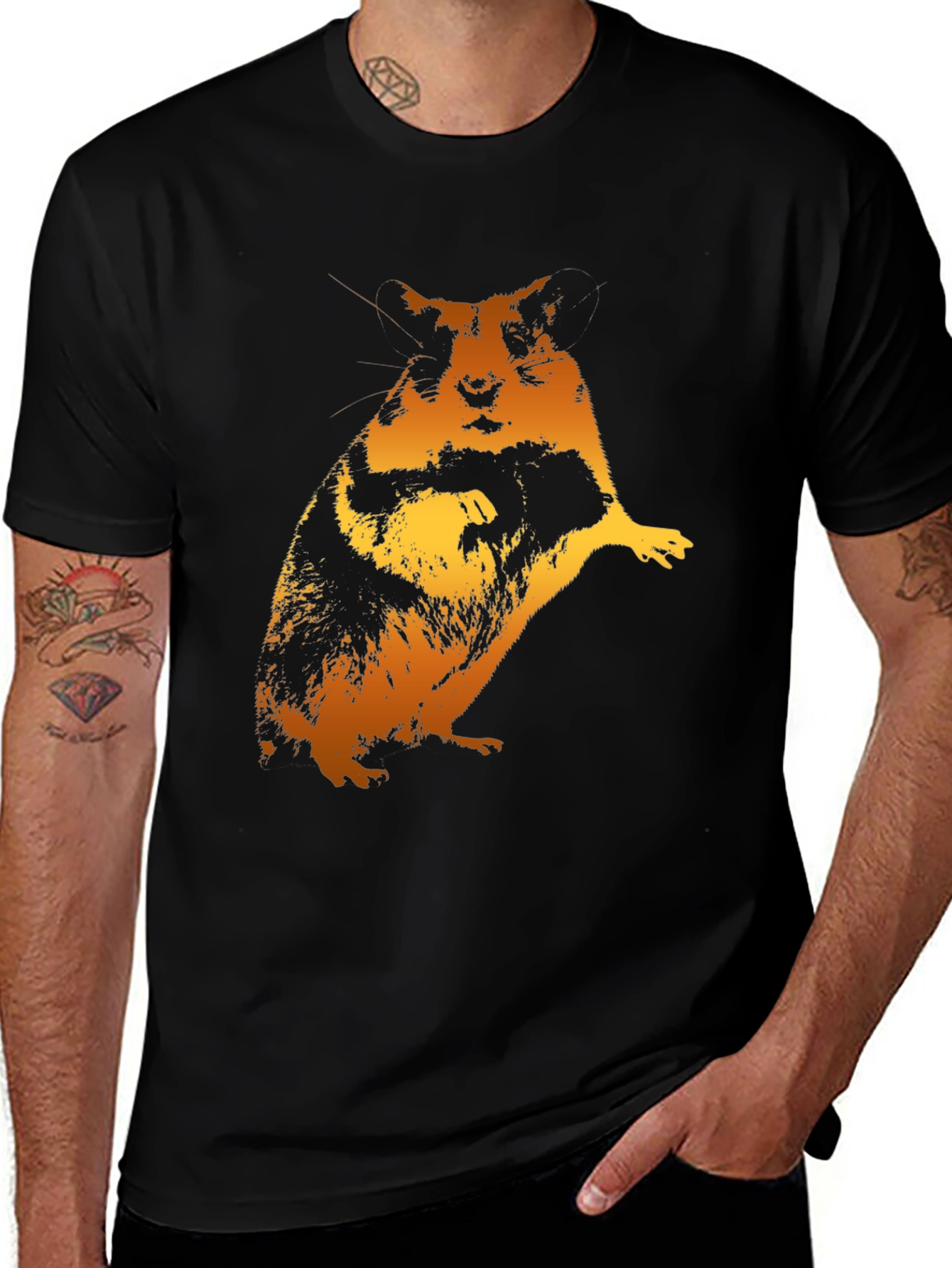 Variant 17 of Hamster Graphic Print Men's Black T-Shirt